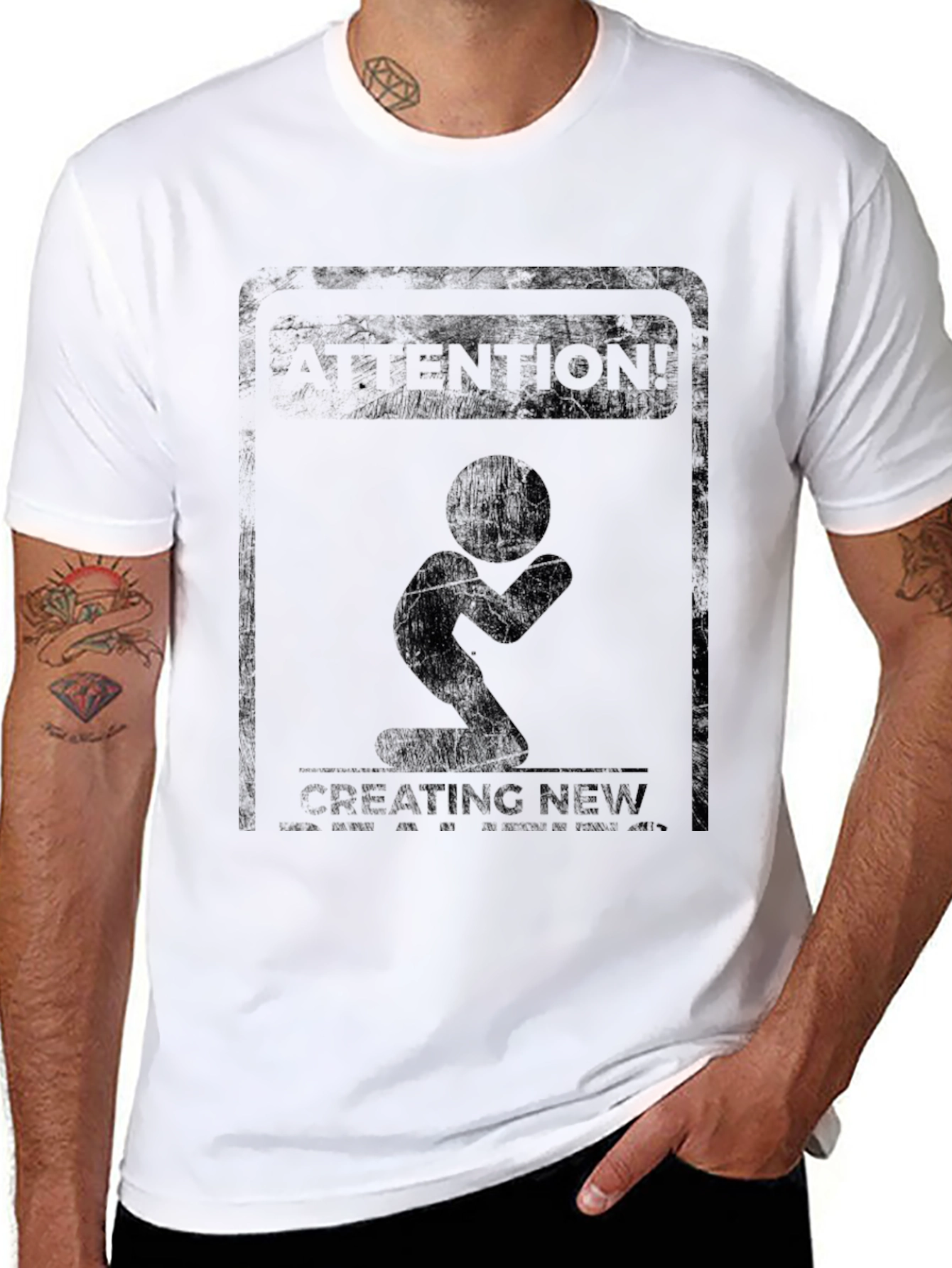 Attention Creating New Black Graphic Tee