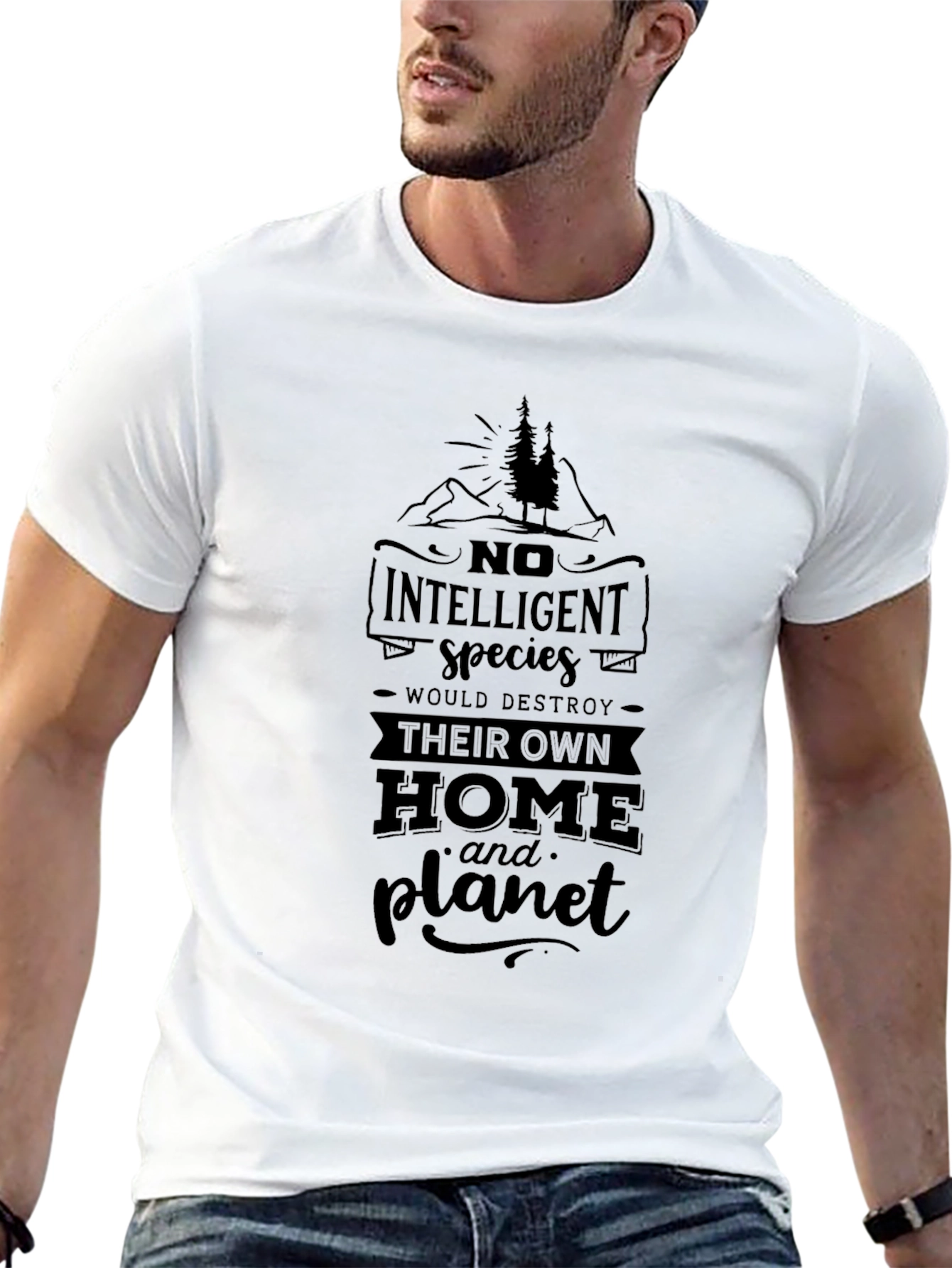 Eco-Conscious Black Graphic T-Shirt