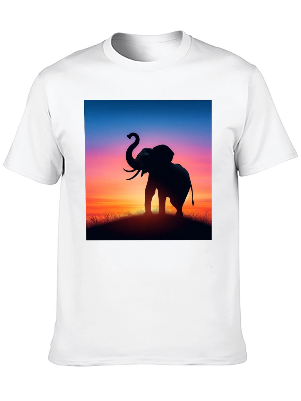 Elephant Sunset Graphic Tee - Stylish Black T-Shirt