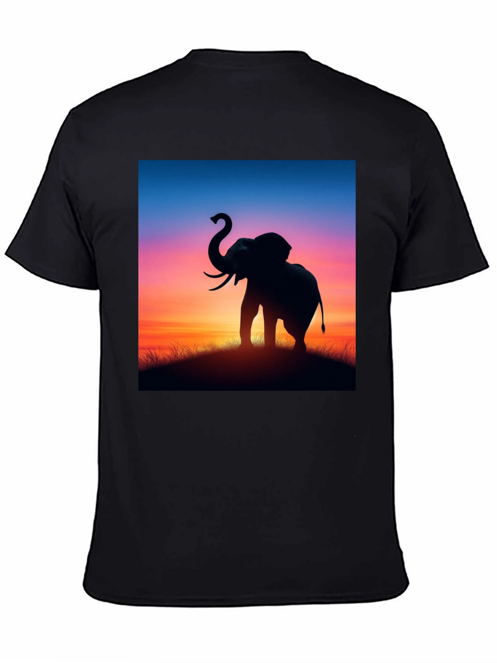Elephant Sunset Graphic Tee - Stylish Black T-Shirt