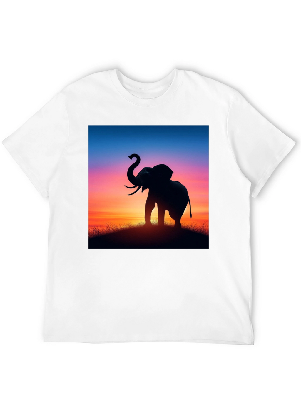 Elephant Sunset Graphic Tee - Stylish Black T-Shirt