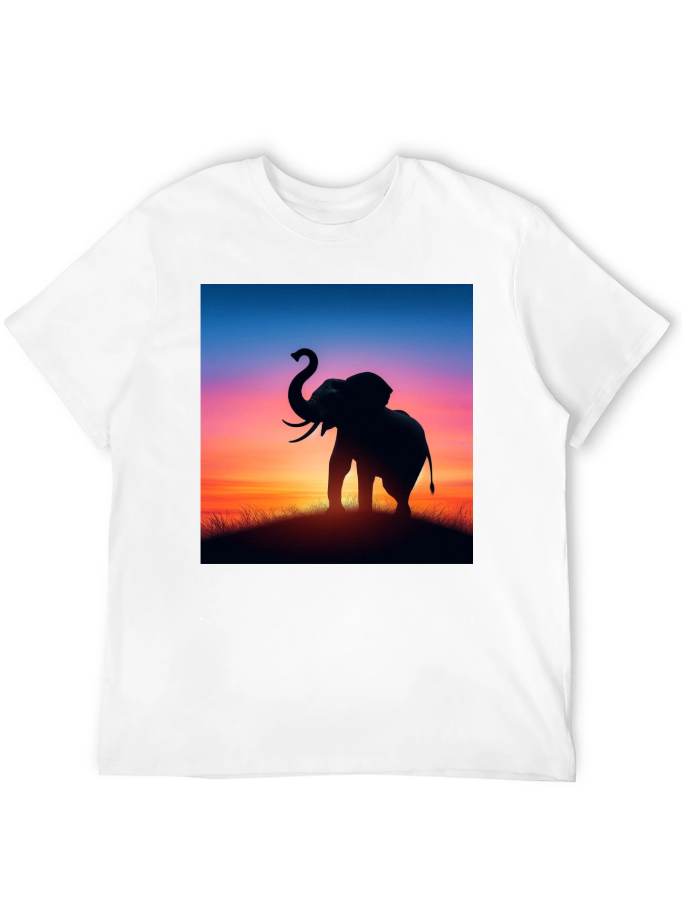 Elephant Sunset Graphic Tee - Stylish Black T-Shirt