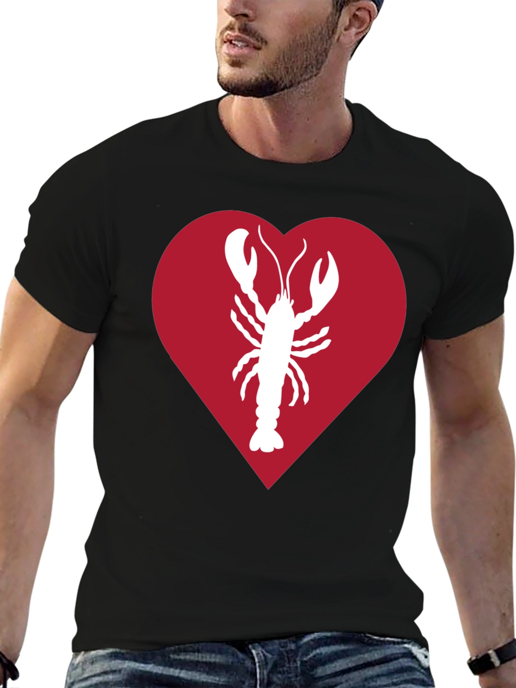 Lobster Heart Graphic Tee - Black Unisex Shirt