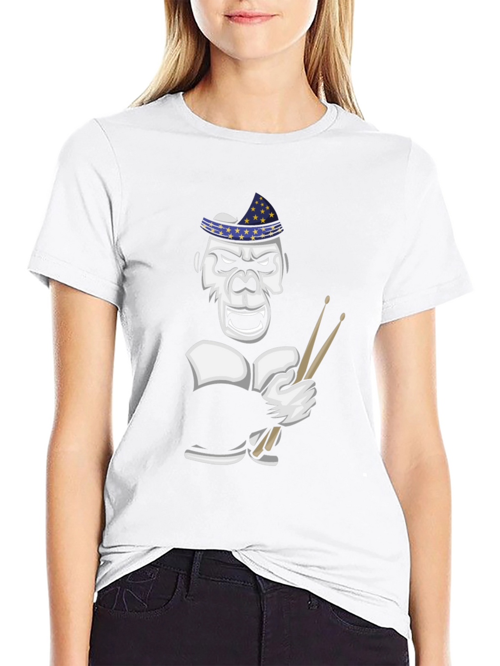 Drummer Gorilla T-Shirt - Star Hat