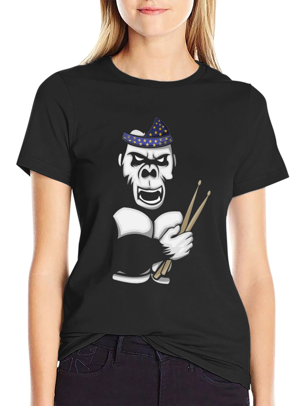 Drummer Gorilla T-Shirt - Star Hat