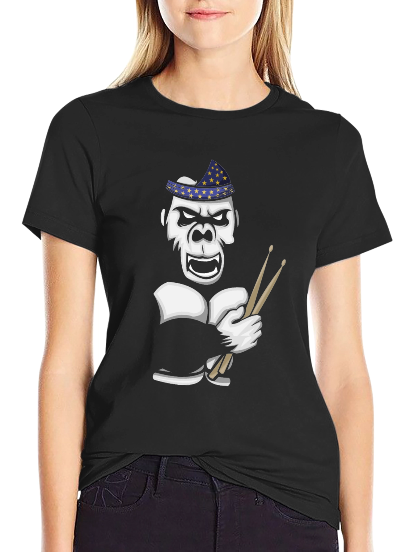 Drummer Gorilla T-Shirt - Star Hat