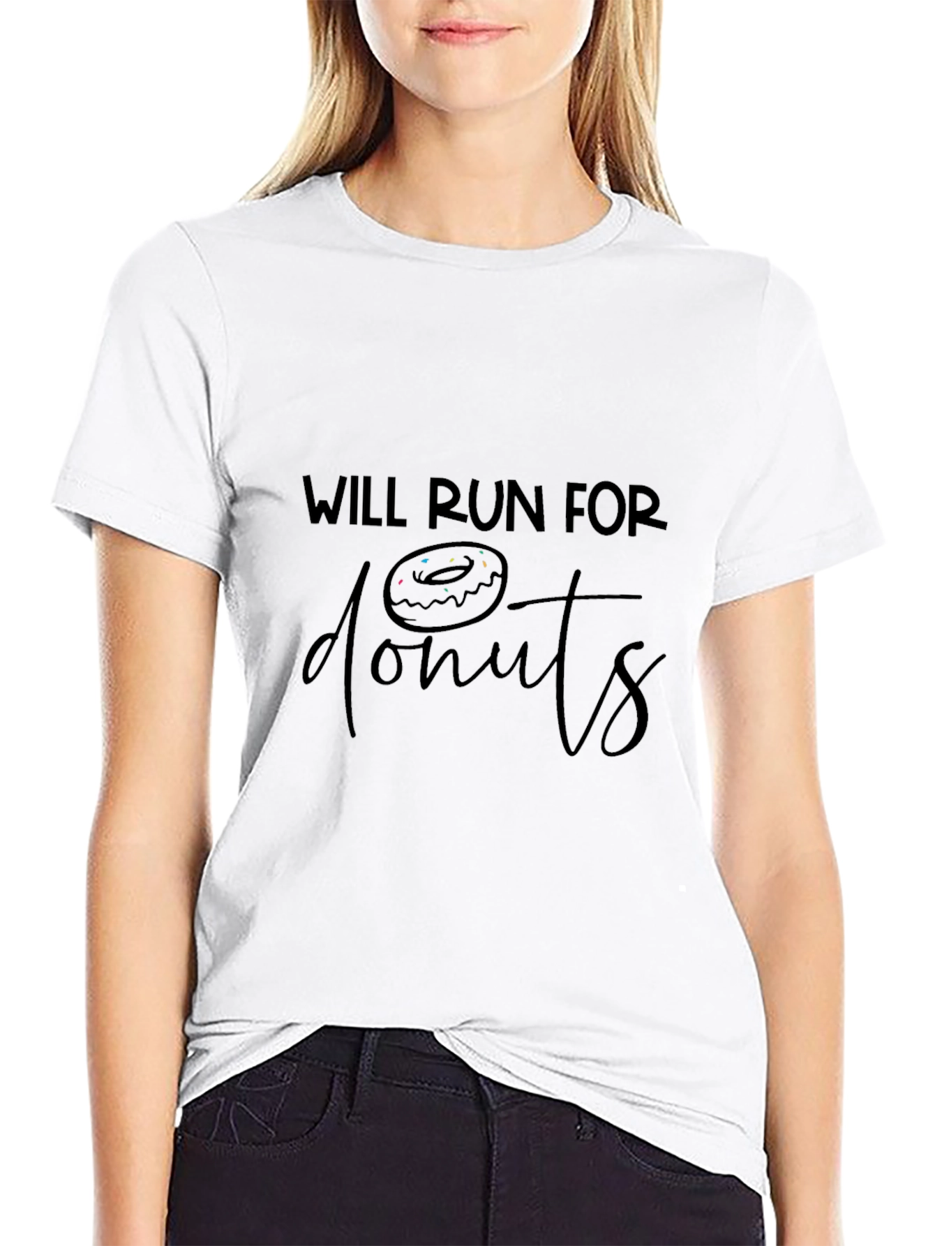 Will Run for Donuts Black Graphic Tee