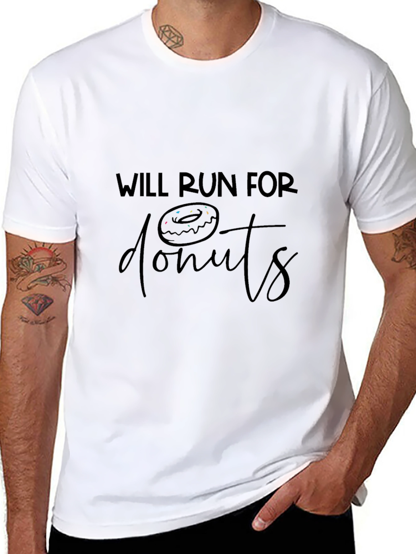 Will Run for Donuts Black Graphic Tee