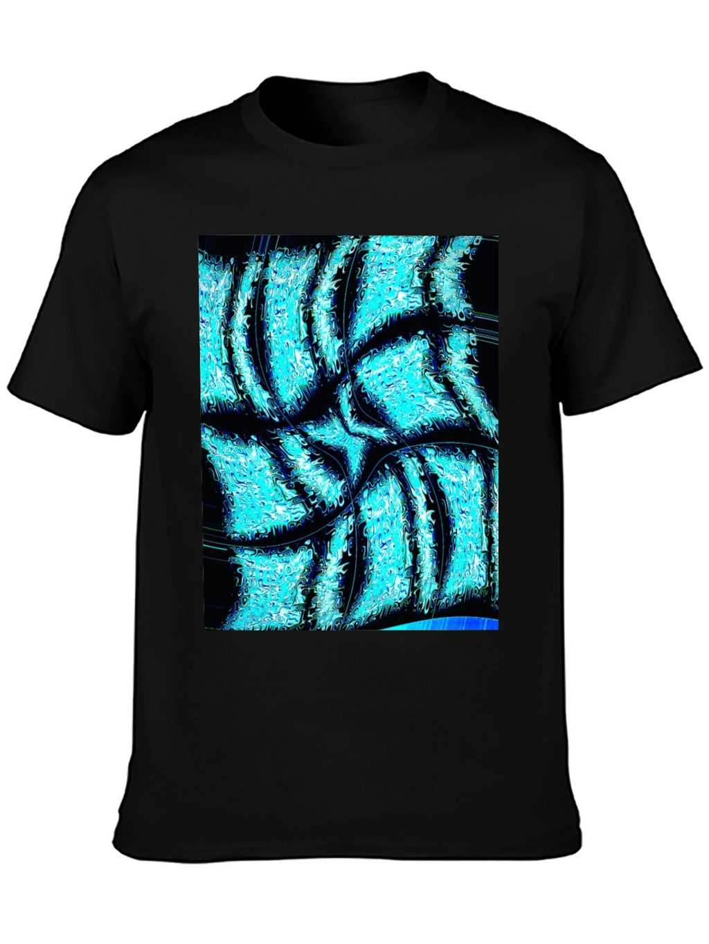 Abstract Aqua Print Black T-Shirt