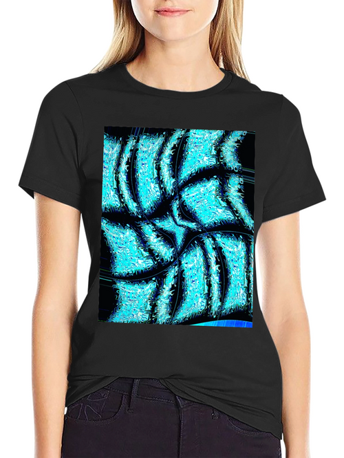 Abstract Aqua Print Black T-Shirt