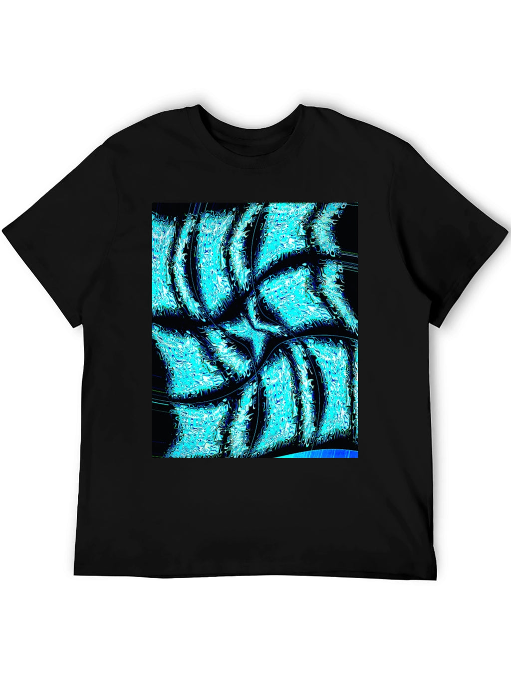 Abstract Aqua Print Black T-Shirt