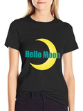 Hello Moon Graphic T-Shirt - Modern Style