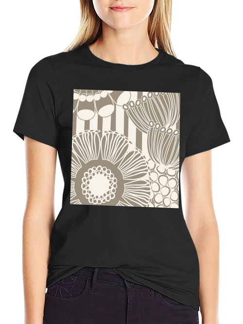 Abstract Floral Graphic Print Black T-Shirt