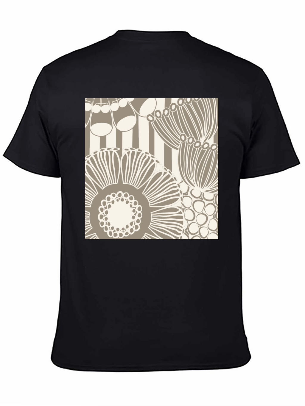 Abstract Floral Graphic Print Black T-Shirt