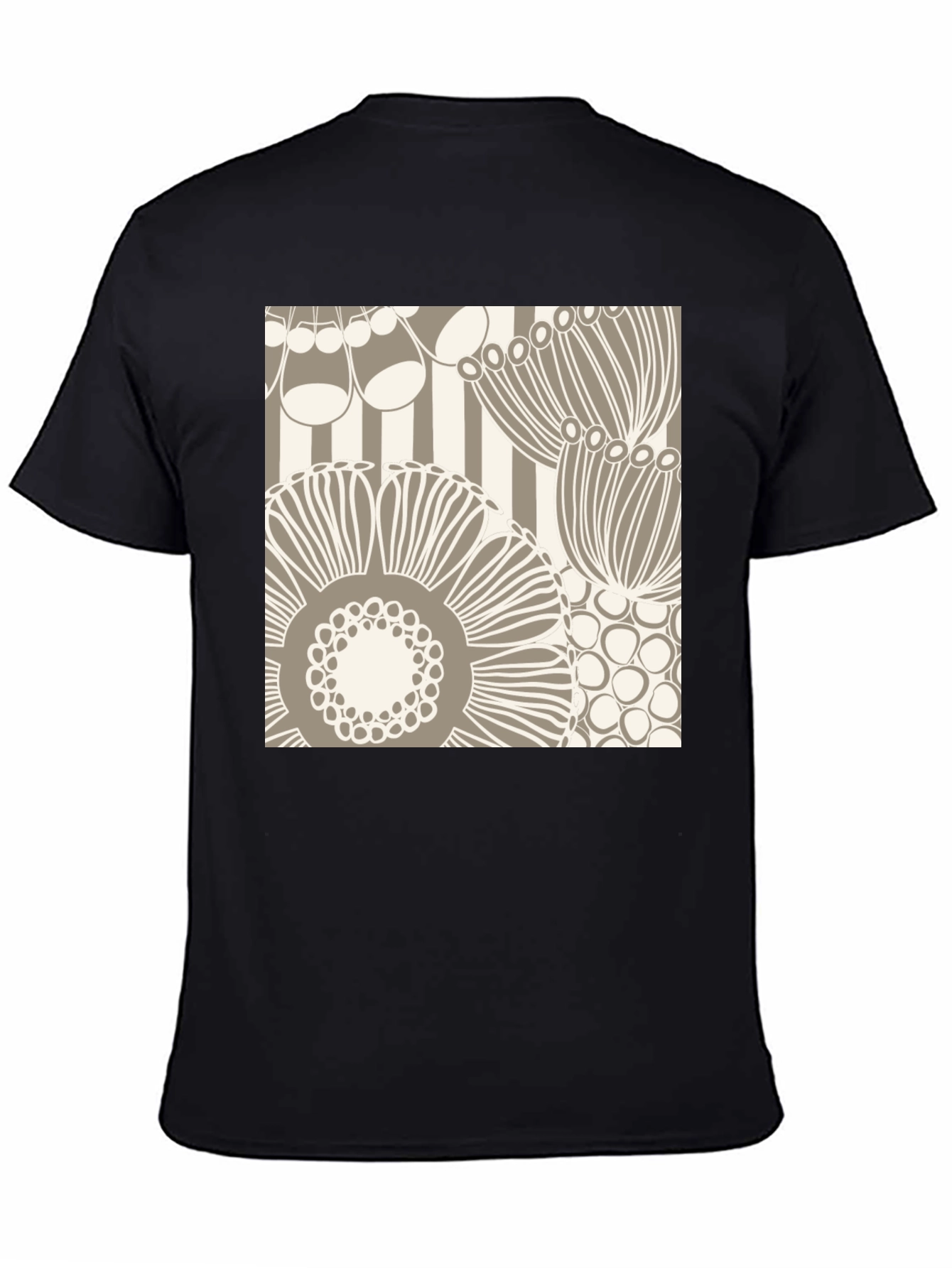 Abstract Floral Graphic Print Black T-Shirt