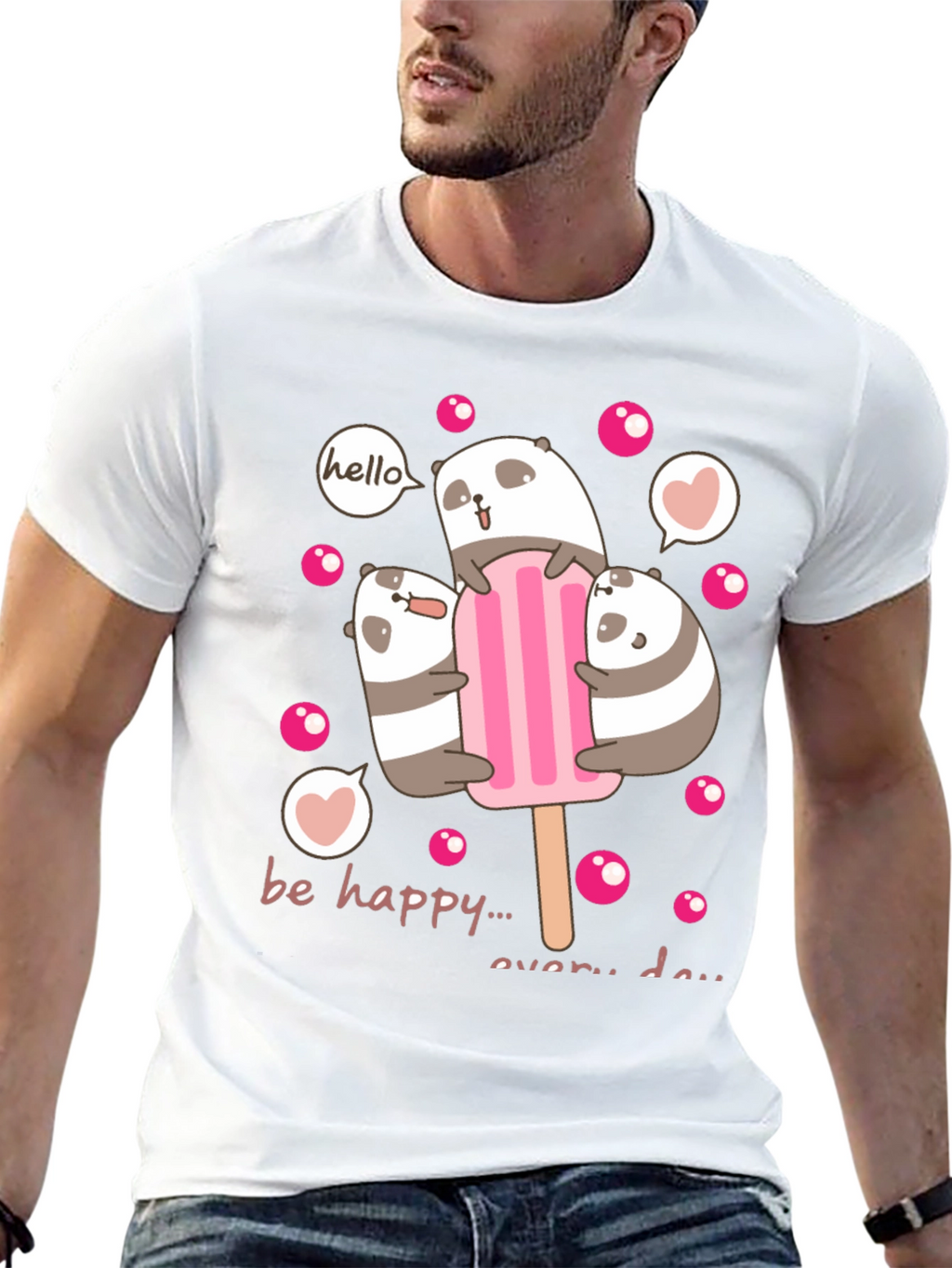 Cute Panda Bear Ice Cream Graphic Tee