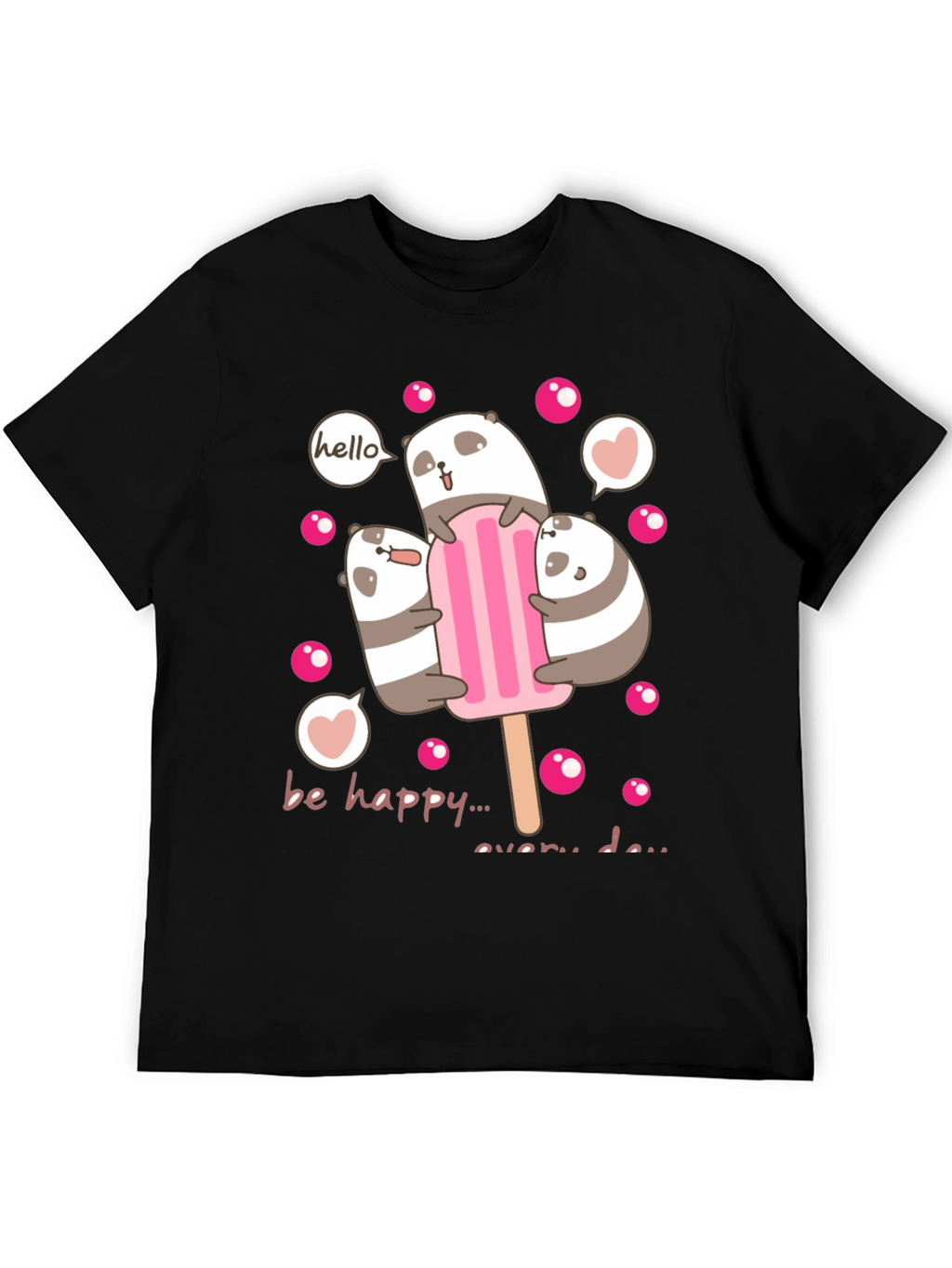 Cute Panda Bear Ice Cream Graphic Tee