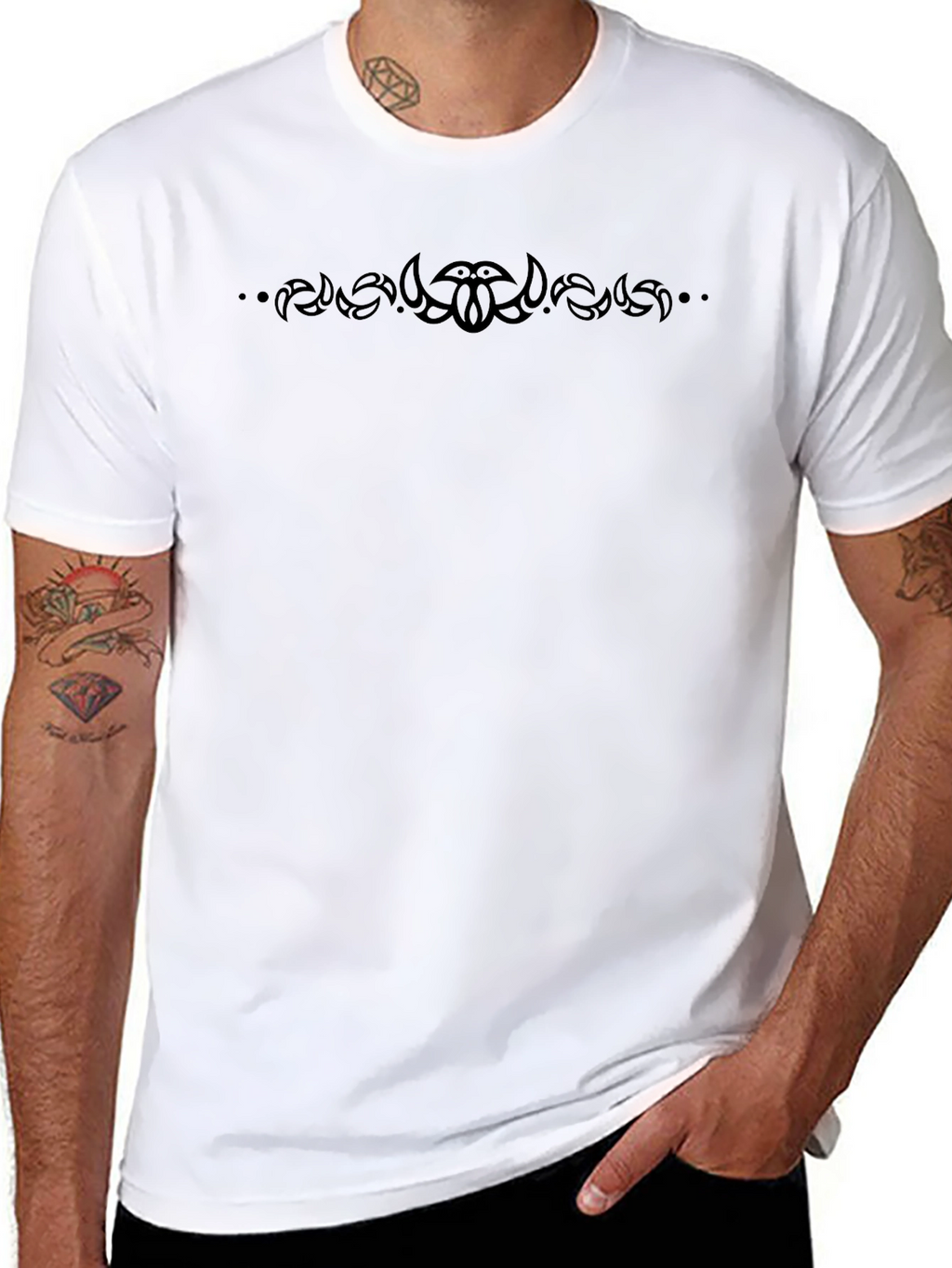 Tribal Design Black T-Shirt - Soft Cotton Blend