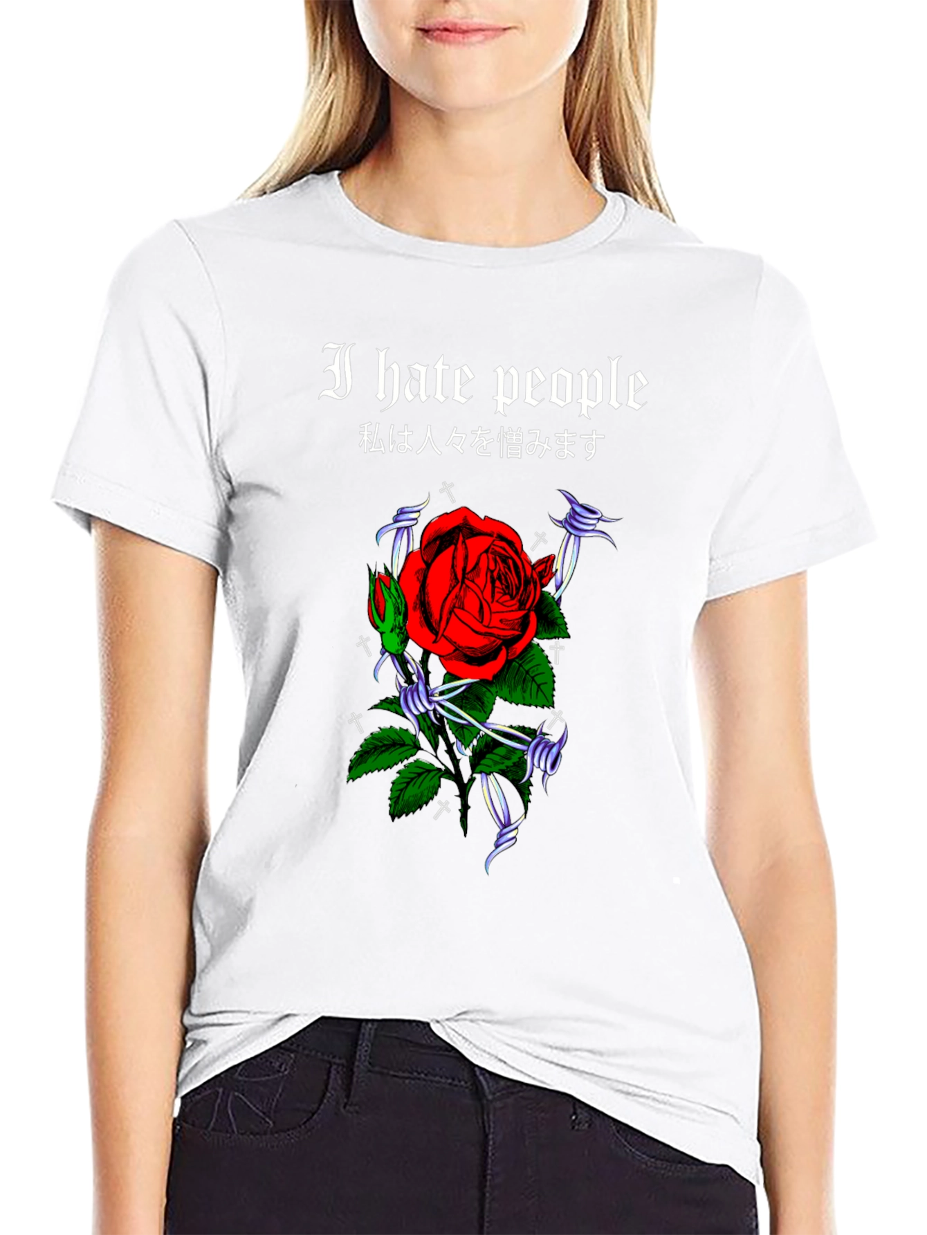 I Hate People Rose Graphic Tee
