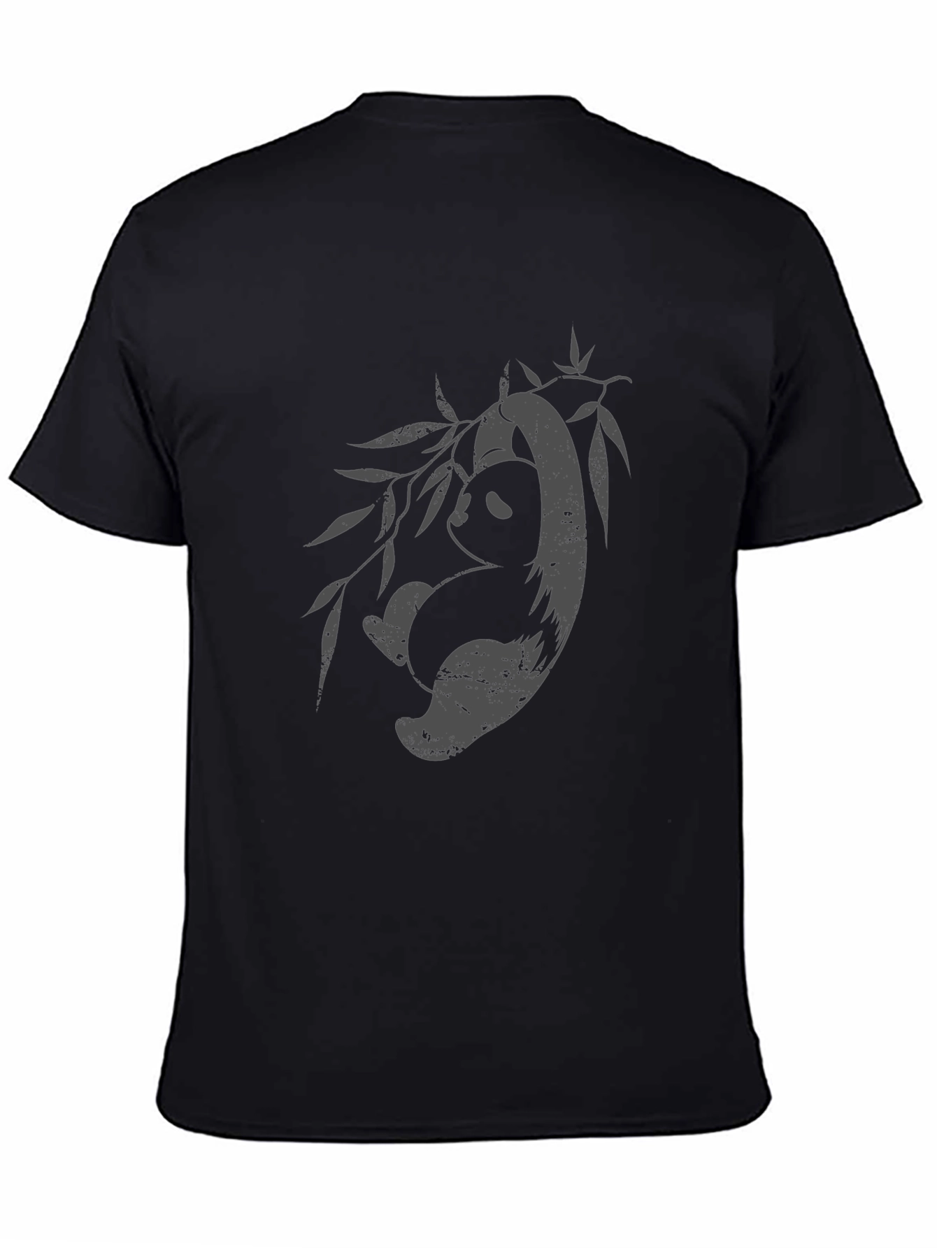 Panda Print Graphic Tee - Black Casual T-Shirt