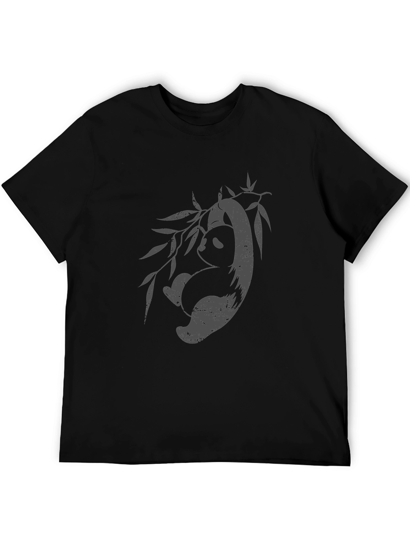 Panda Print Graphic Tee - Black Casual T-Shirt