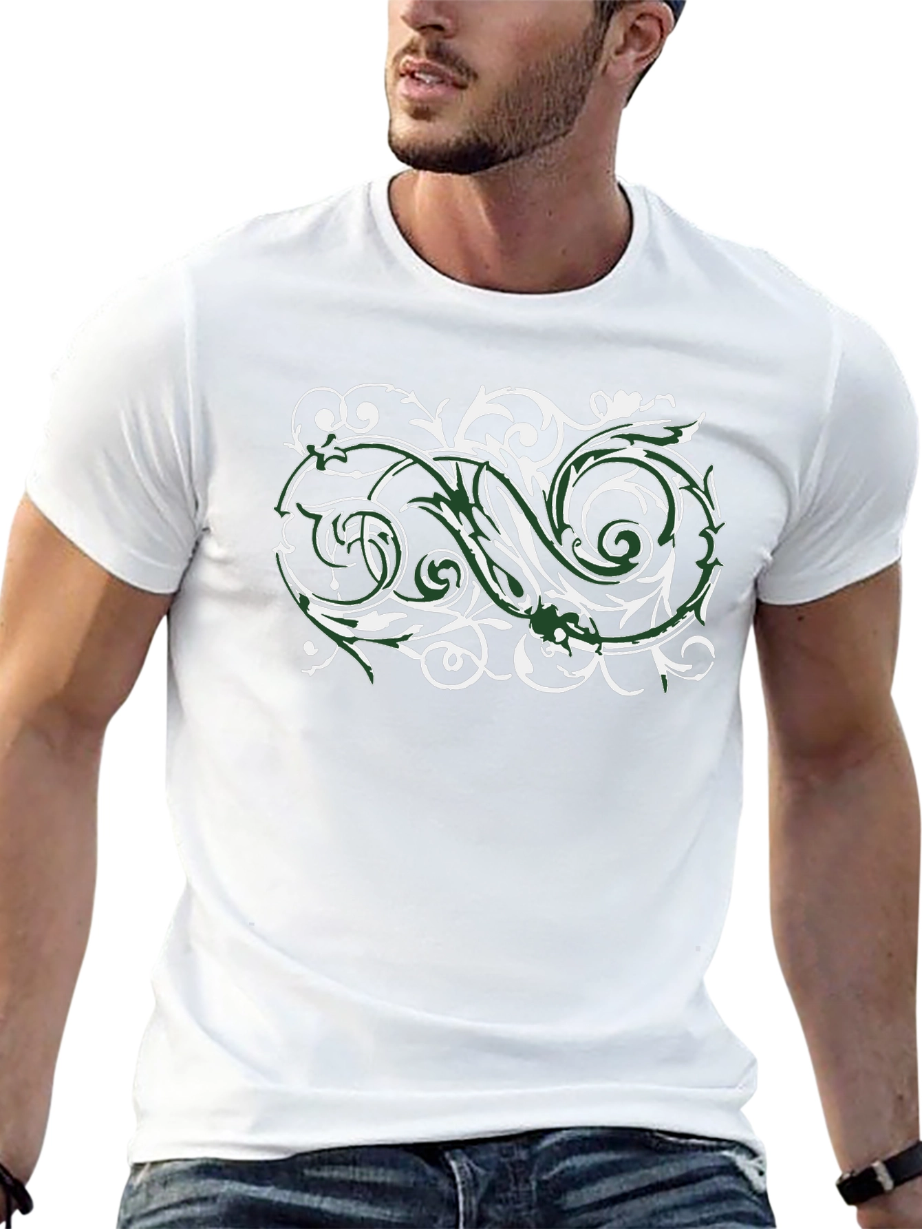 Stylish Black T-Shirt with Floral Design