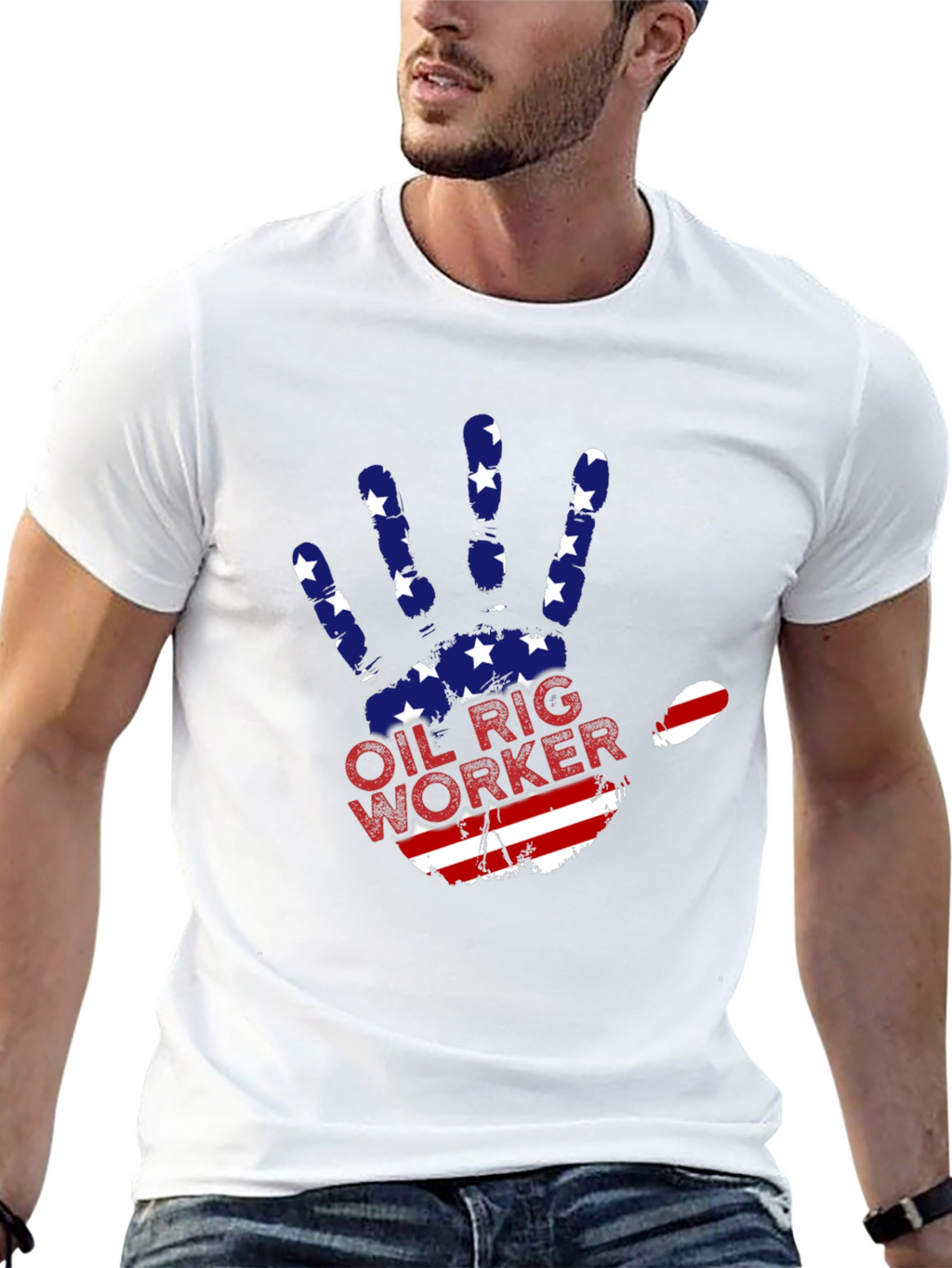 Oil Rig Worker Patriotic Hand T-Shirt