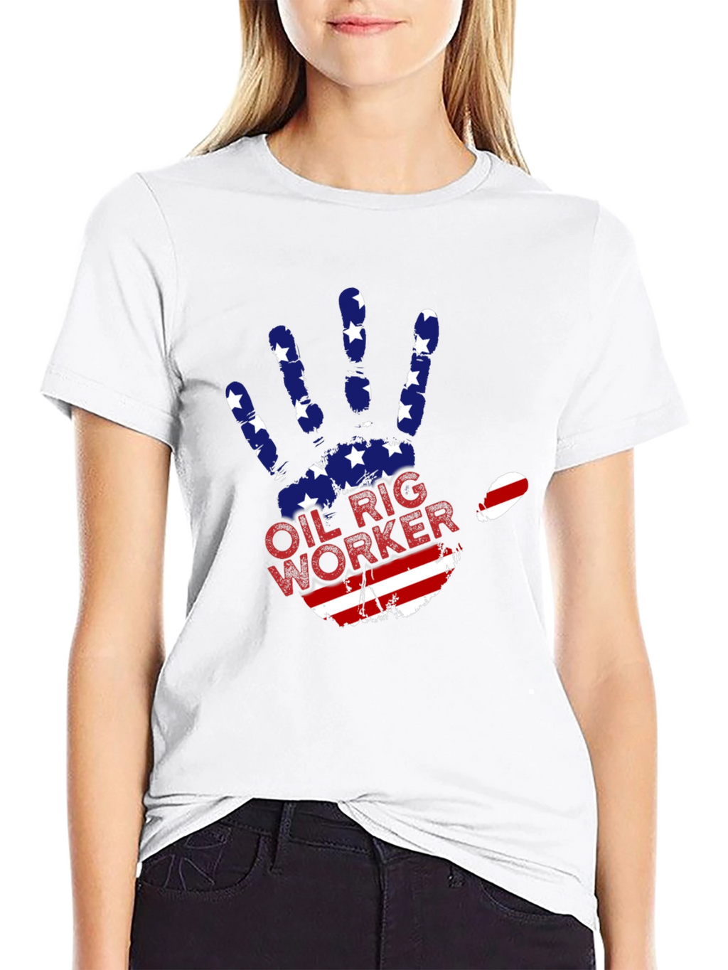 Oil Rig Worker Patriotic Hand T-Shirt