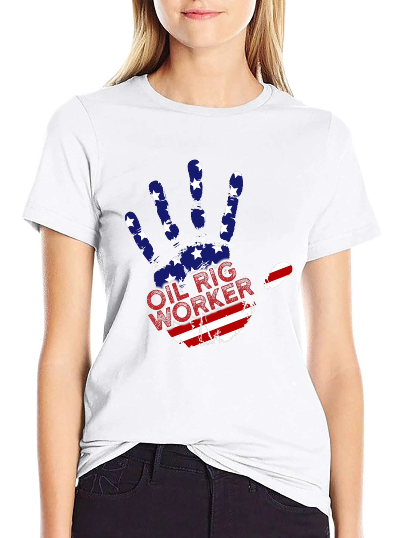 Oil Rig Worker Patriotic Hand T-Shirt
