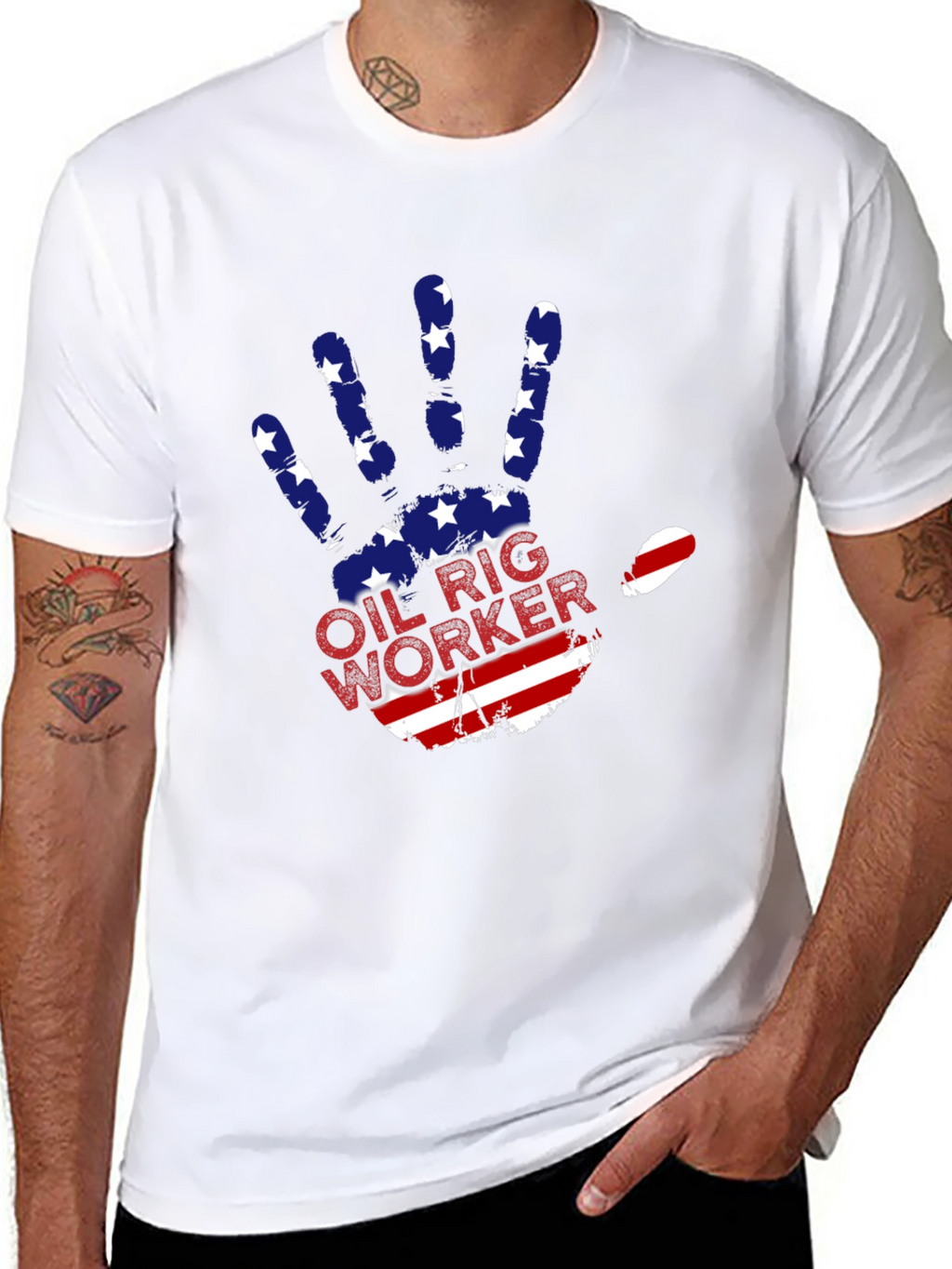 Oil Rig Worker Patriotic Hand T-Shirt