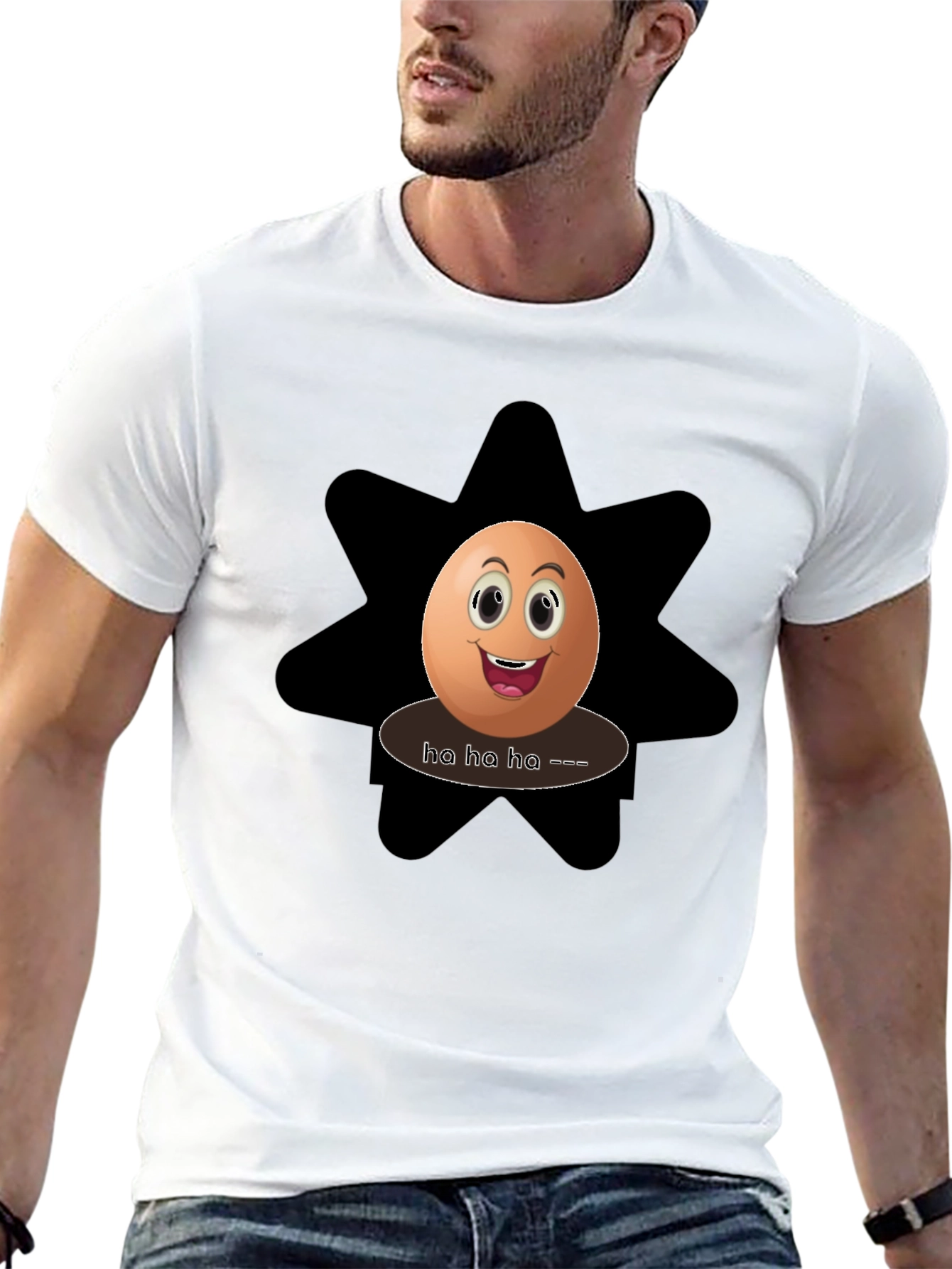 Funny Egg Graphic Tee - Black Cotton T-Shirt