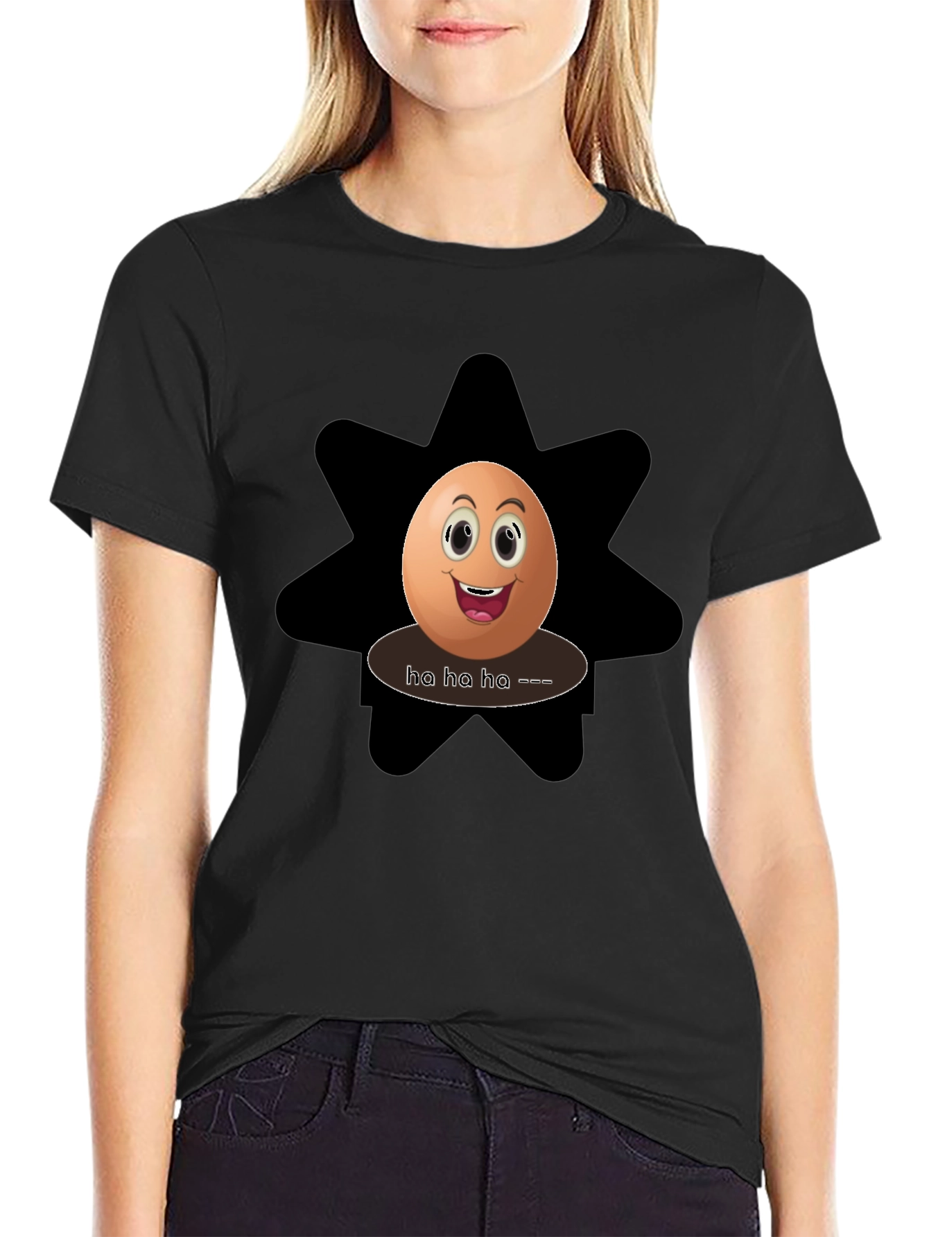 Funny Egg Graphic Tee - Black Cotton T-Shirt
