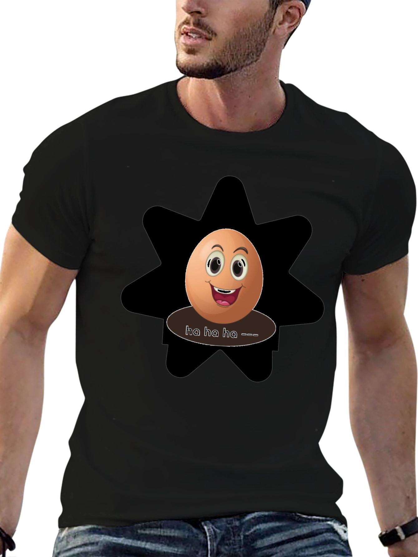 Funny Egg Graphic Tee - Black Cotton T-Shirt