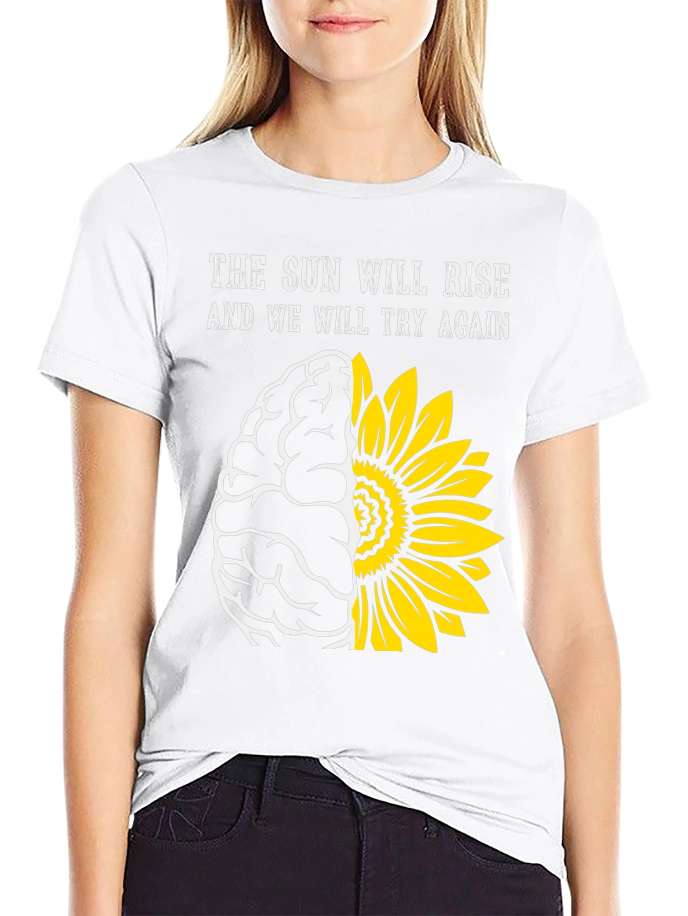 Sun Will Rise T-Shirt: Brain & Sunflower Design