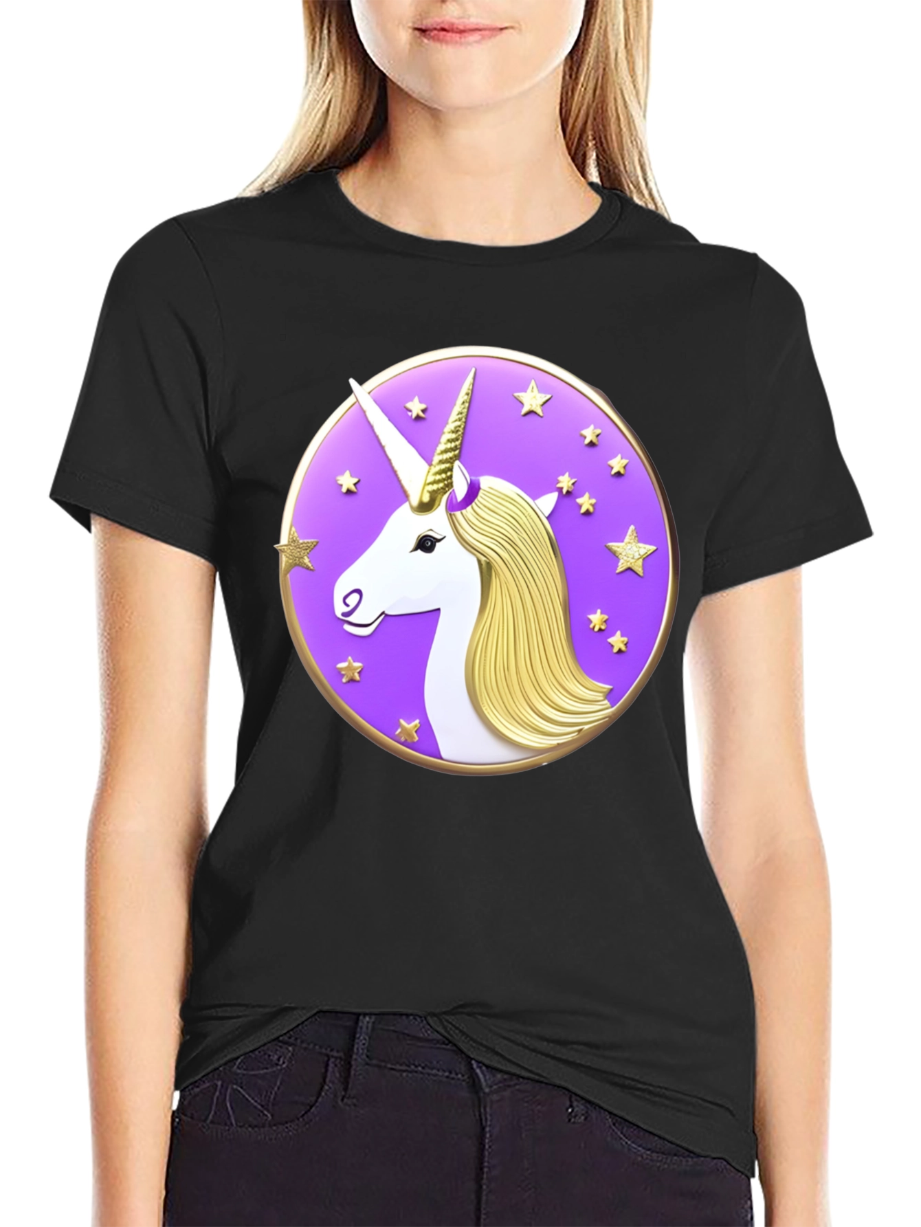 Unicorn Starburst Graphic Black T-Shirt