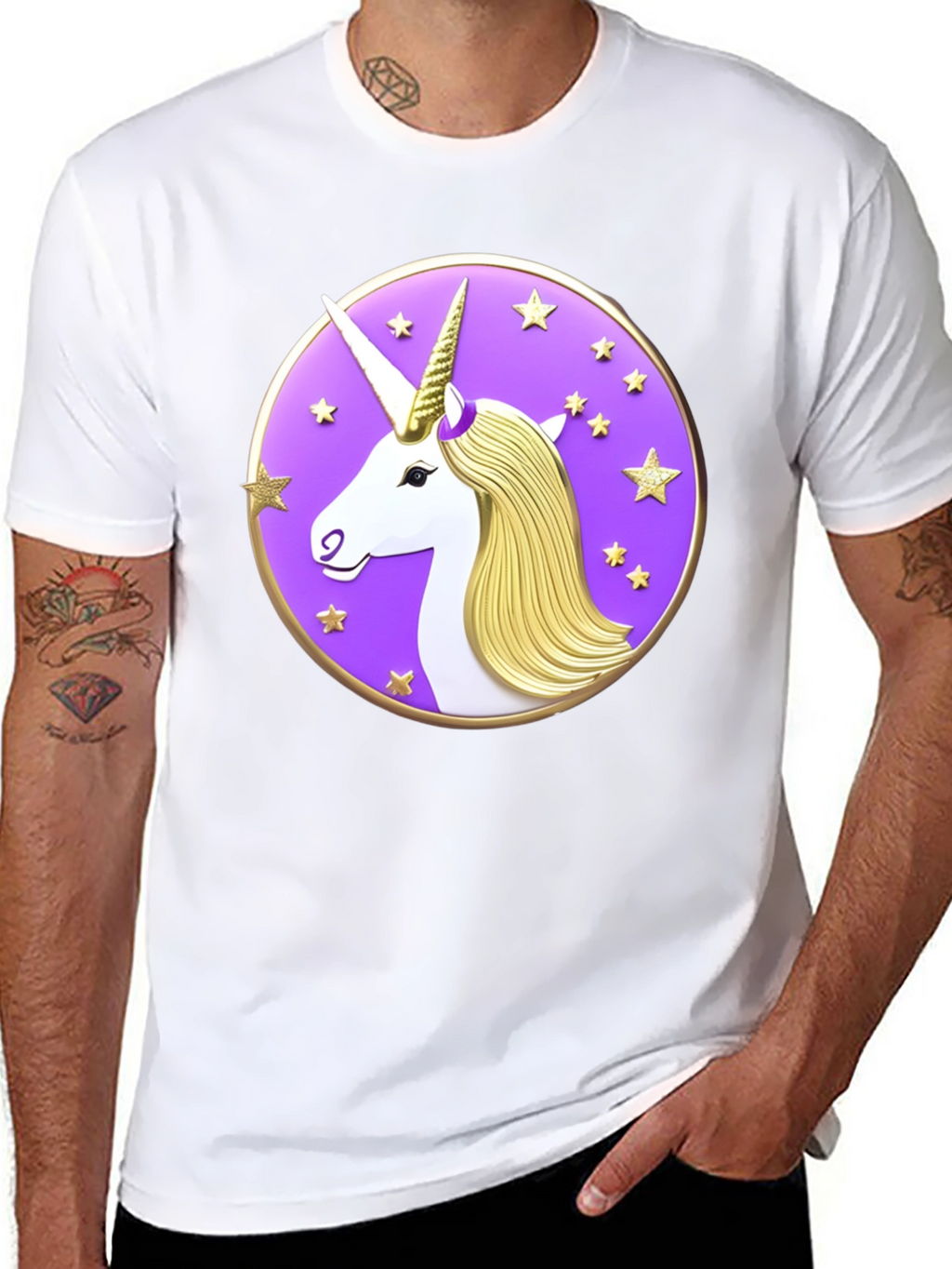 Unicorn Starburst Graphic Black T-Shirt