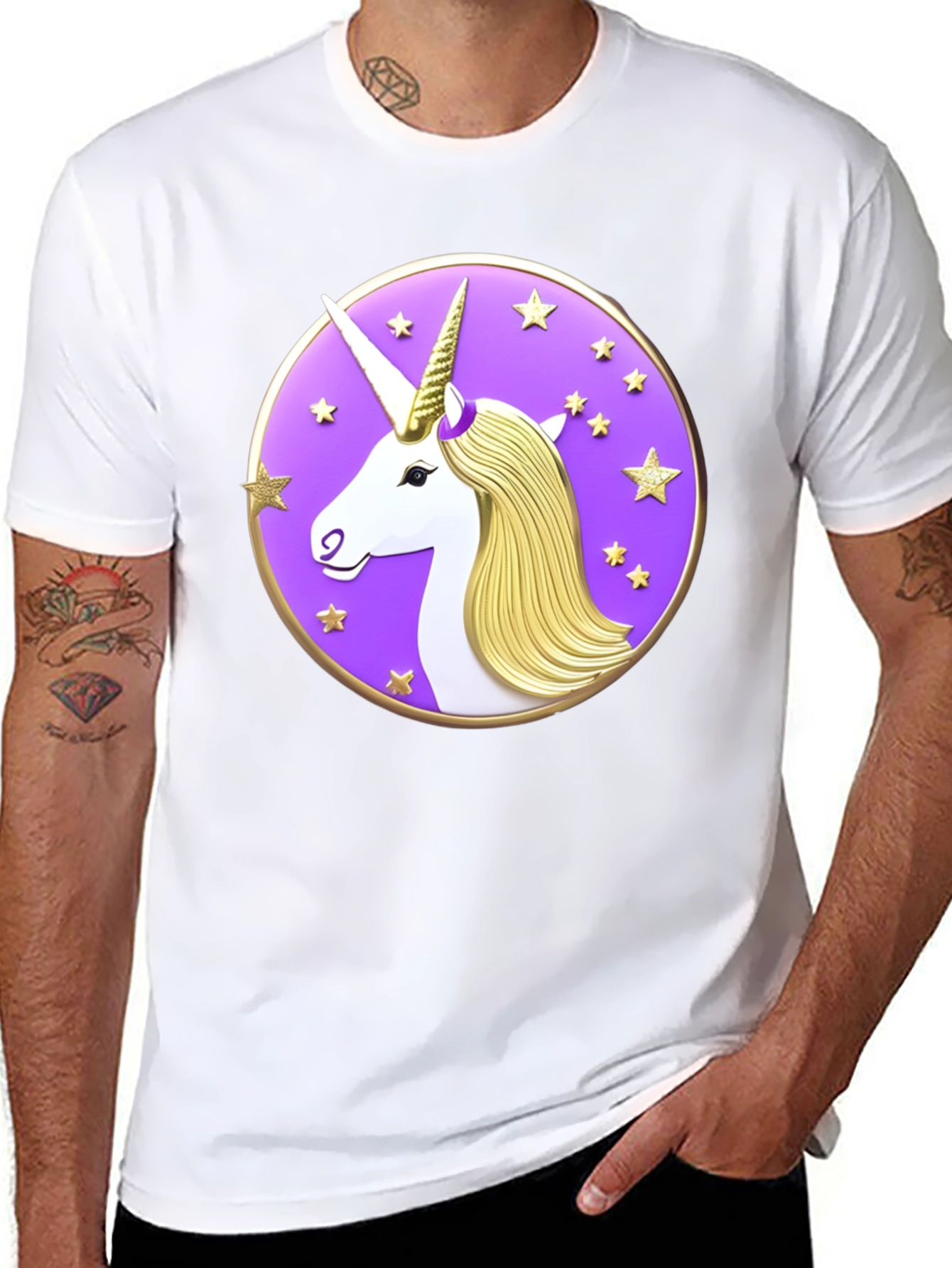 Unicorn Starburst Graphic Black T-Shirt