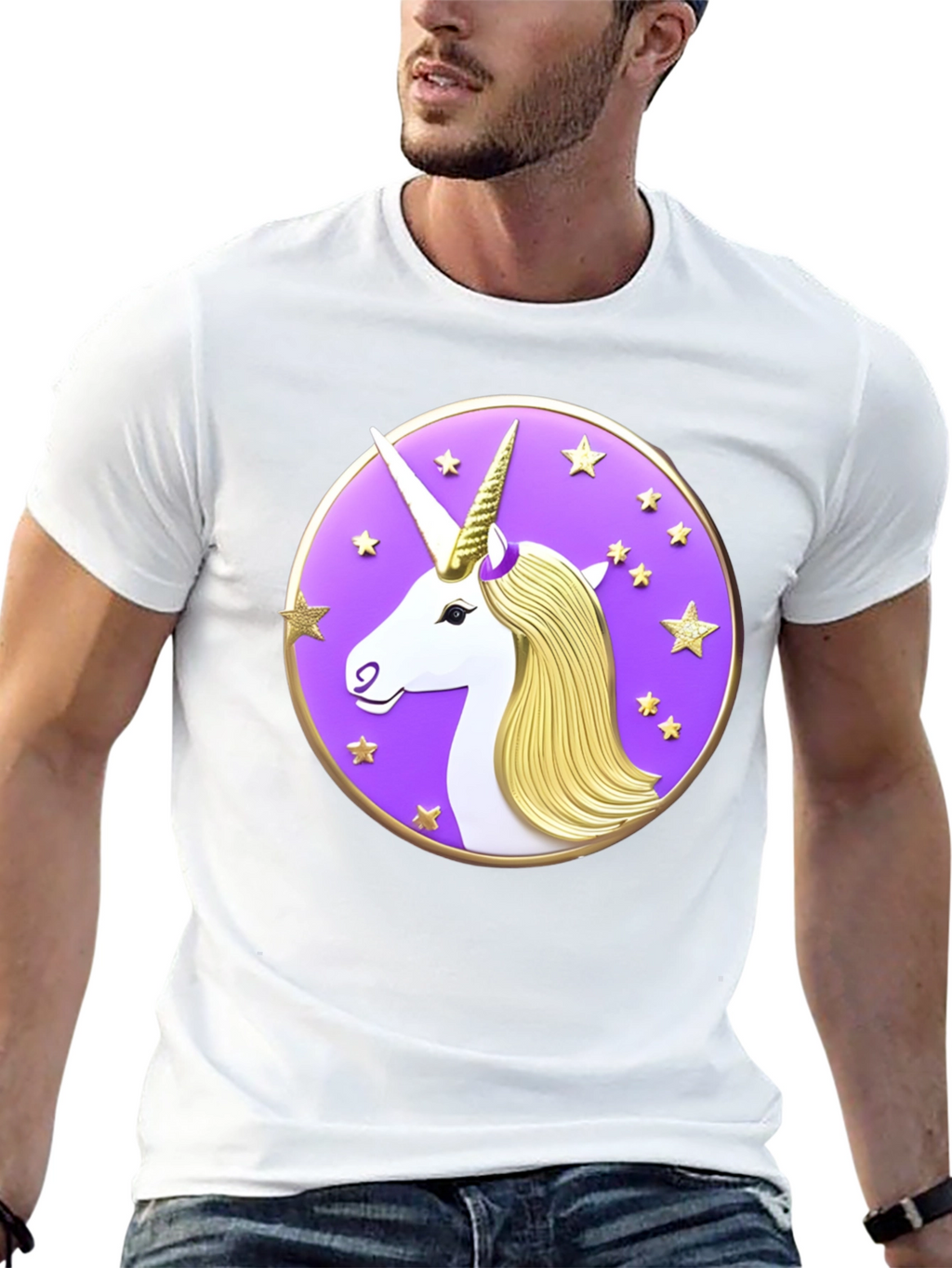 Unicorn Starburst Graphic Black T-Shirt