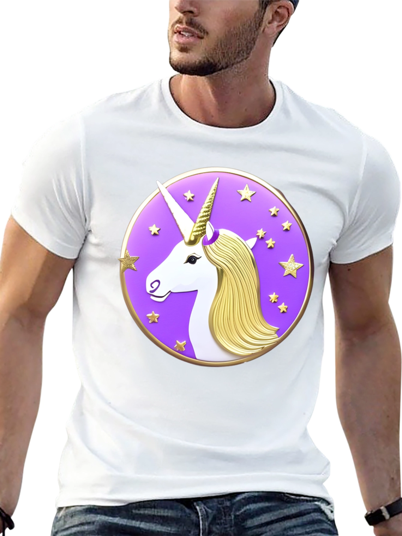 Unicorn Starburst Graphic Black T-Shirt