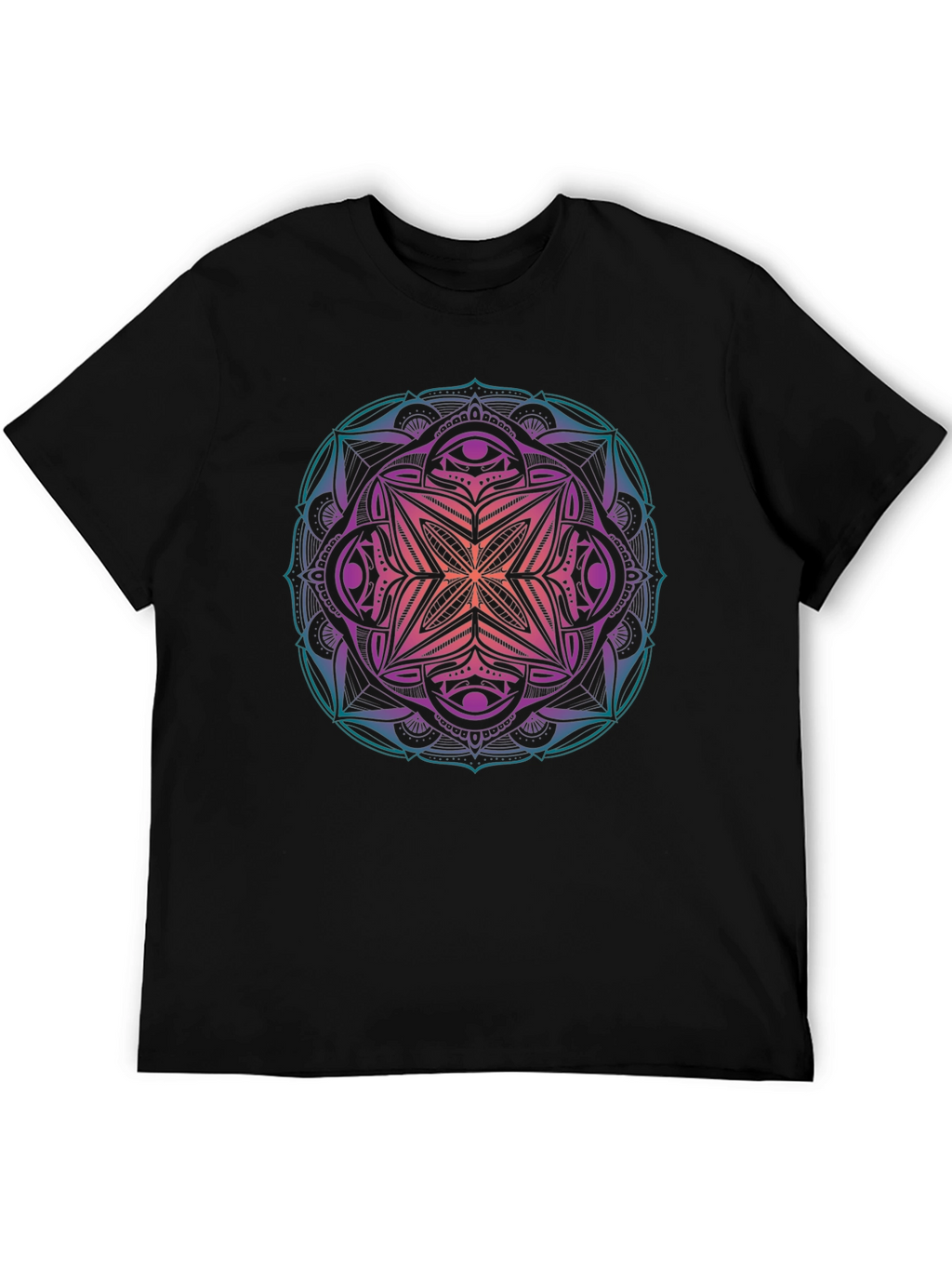 Mens Mandala Graphic Print Crew Neck T-Shirt