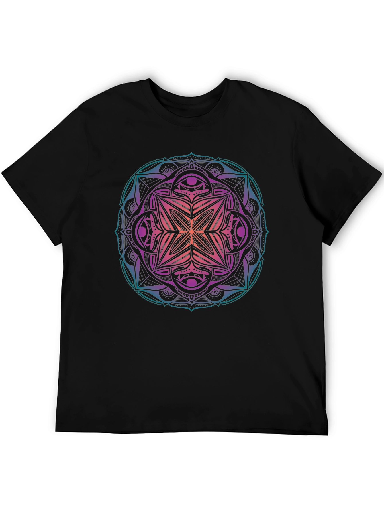 Mens Mandala Graphic Print Crew Neck T-Shirt