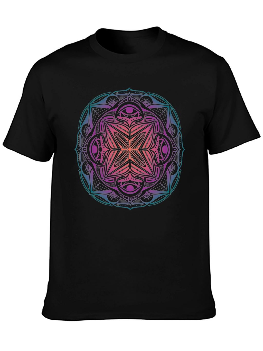 Mens Mandala Graphic Print Crew Neck T-Shirt