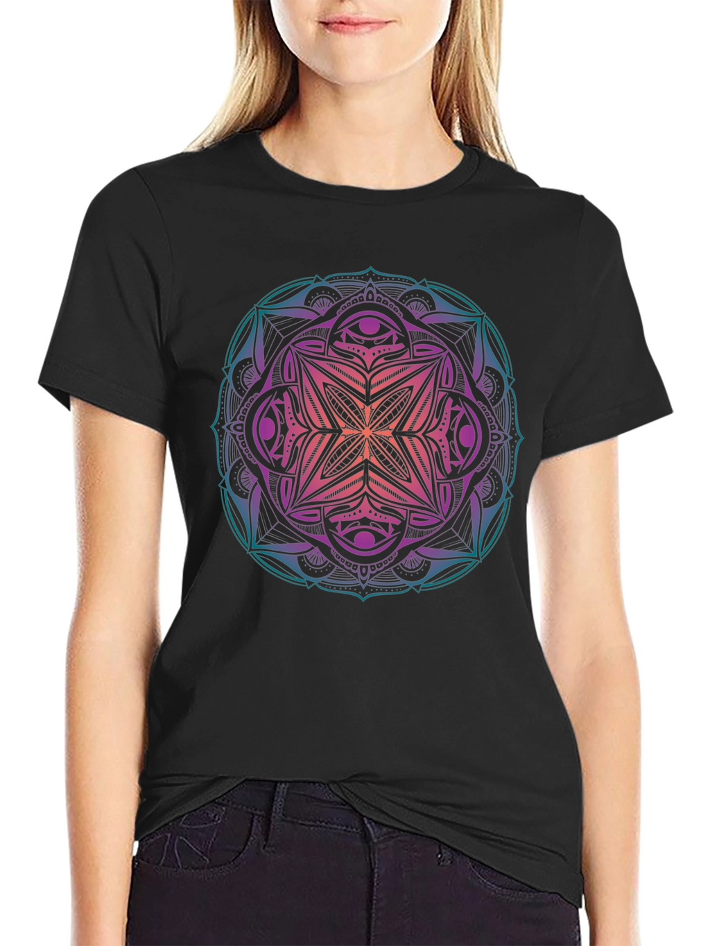 Mens Mandala Graphic Print Crew Neck T-Shirt