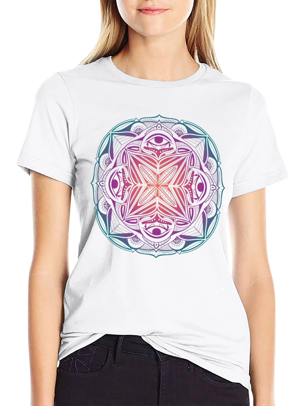 Mens Mandala Graphic Print Crew Neck T-Shirt