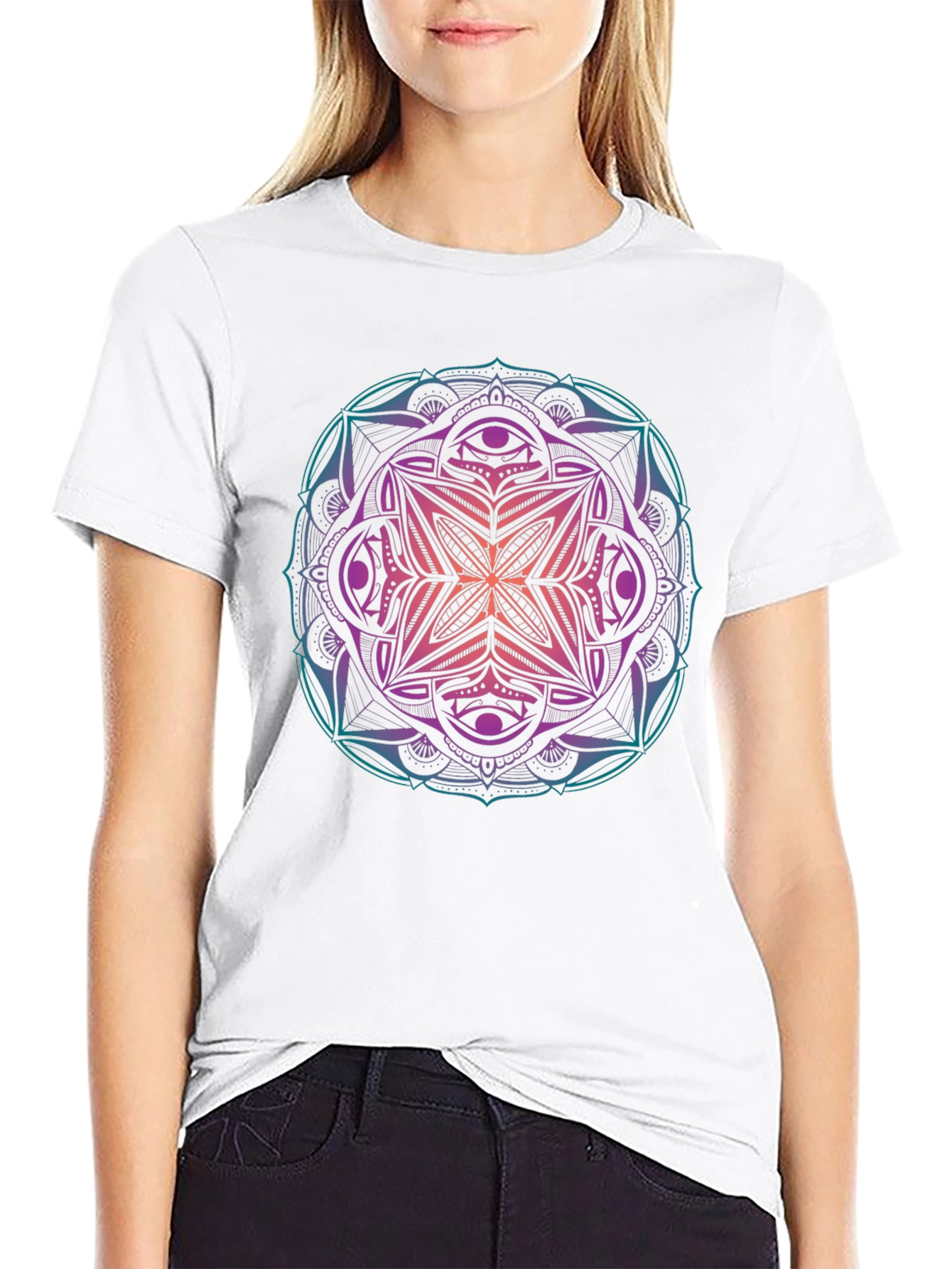 Mens Mandala Graphic Print Crew Neck T-Shirt