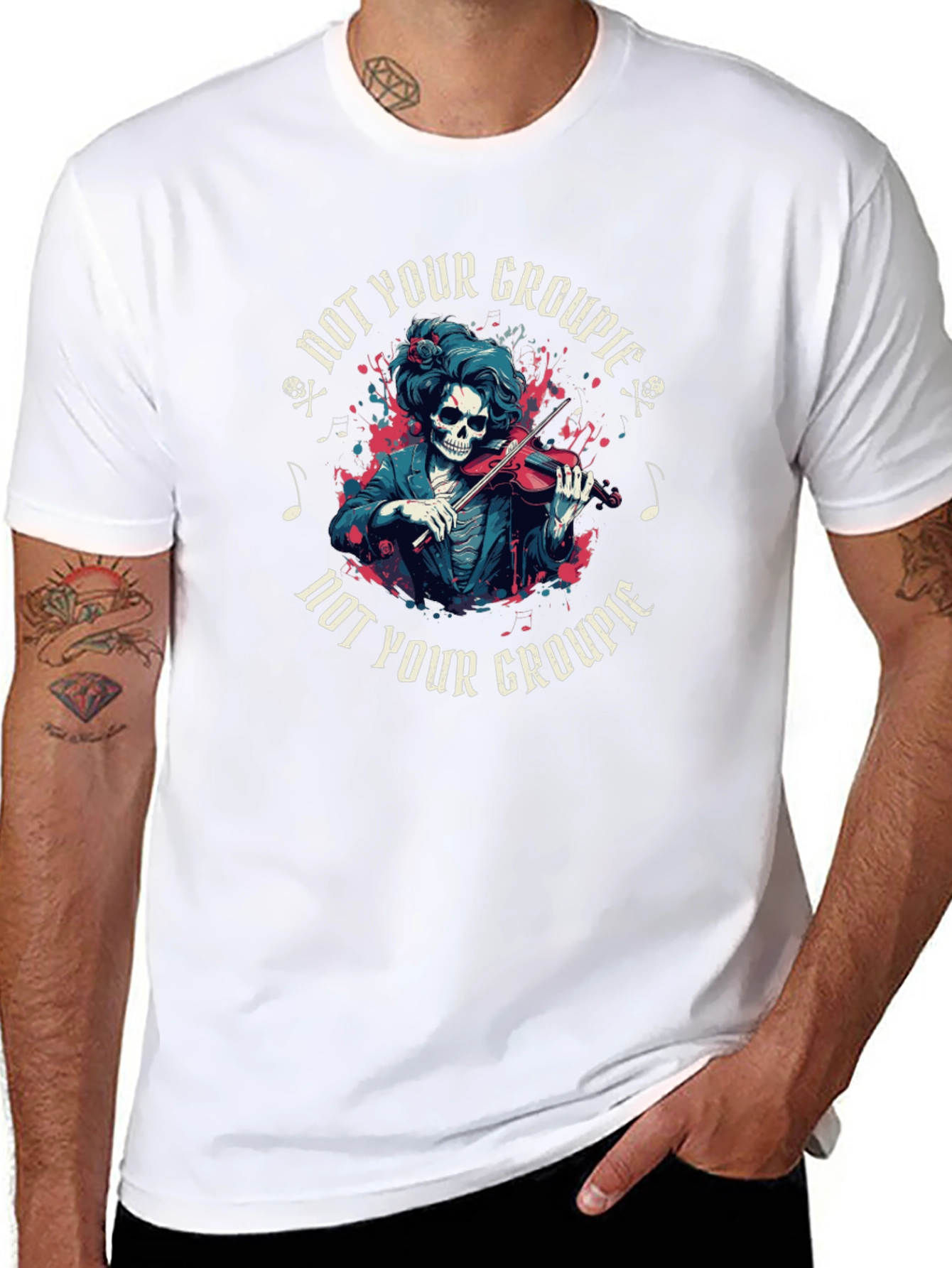 Not Your Groupie Skeleton Violinist Black T-Shirt