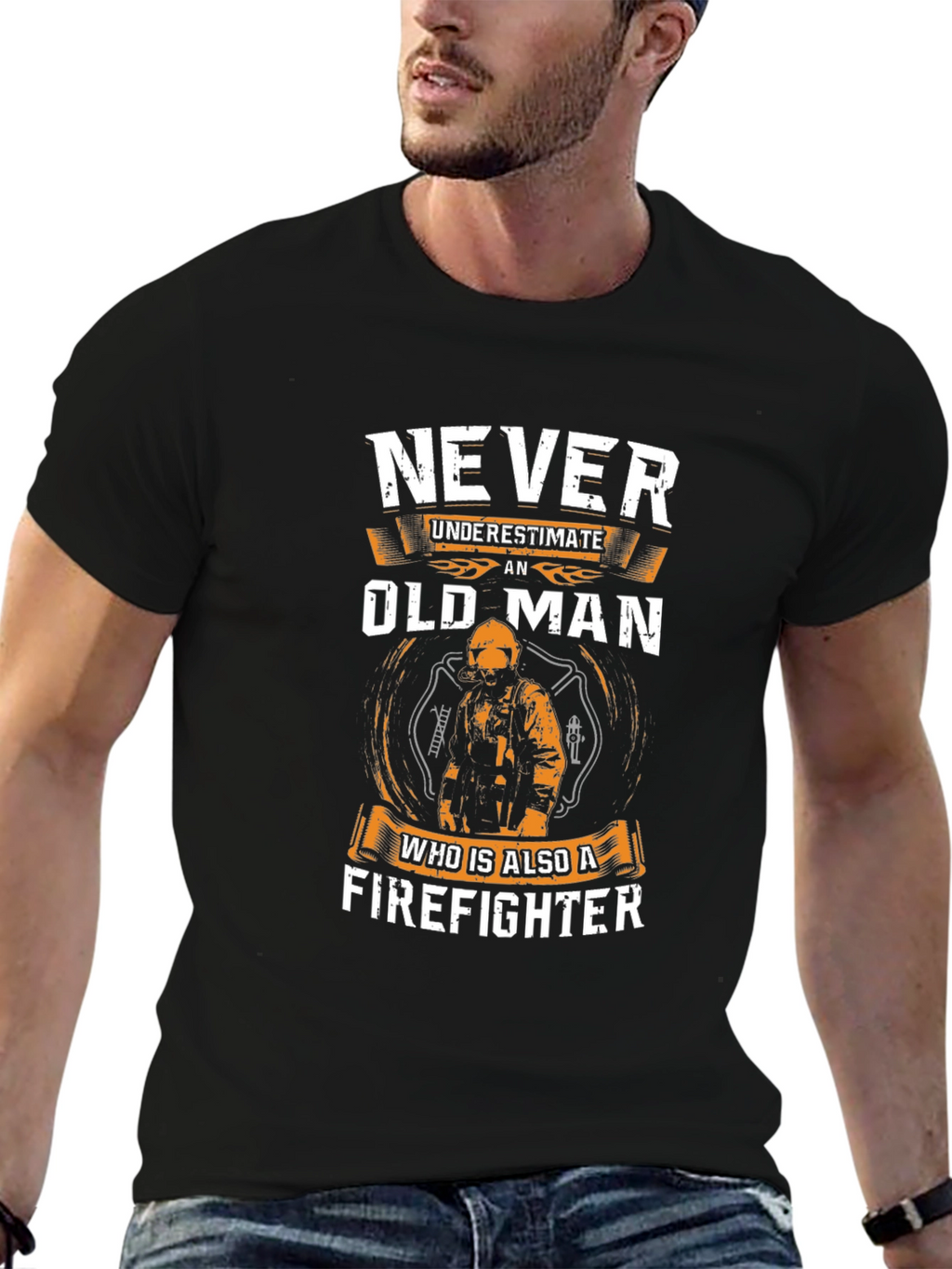 Never Underestimate an Old Man Firefighter T-Shirt