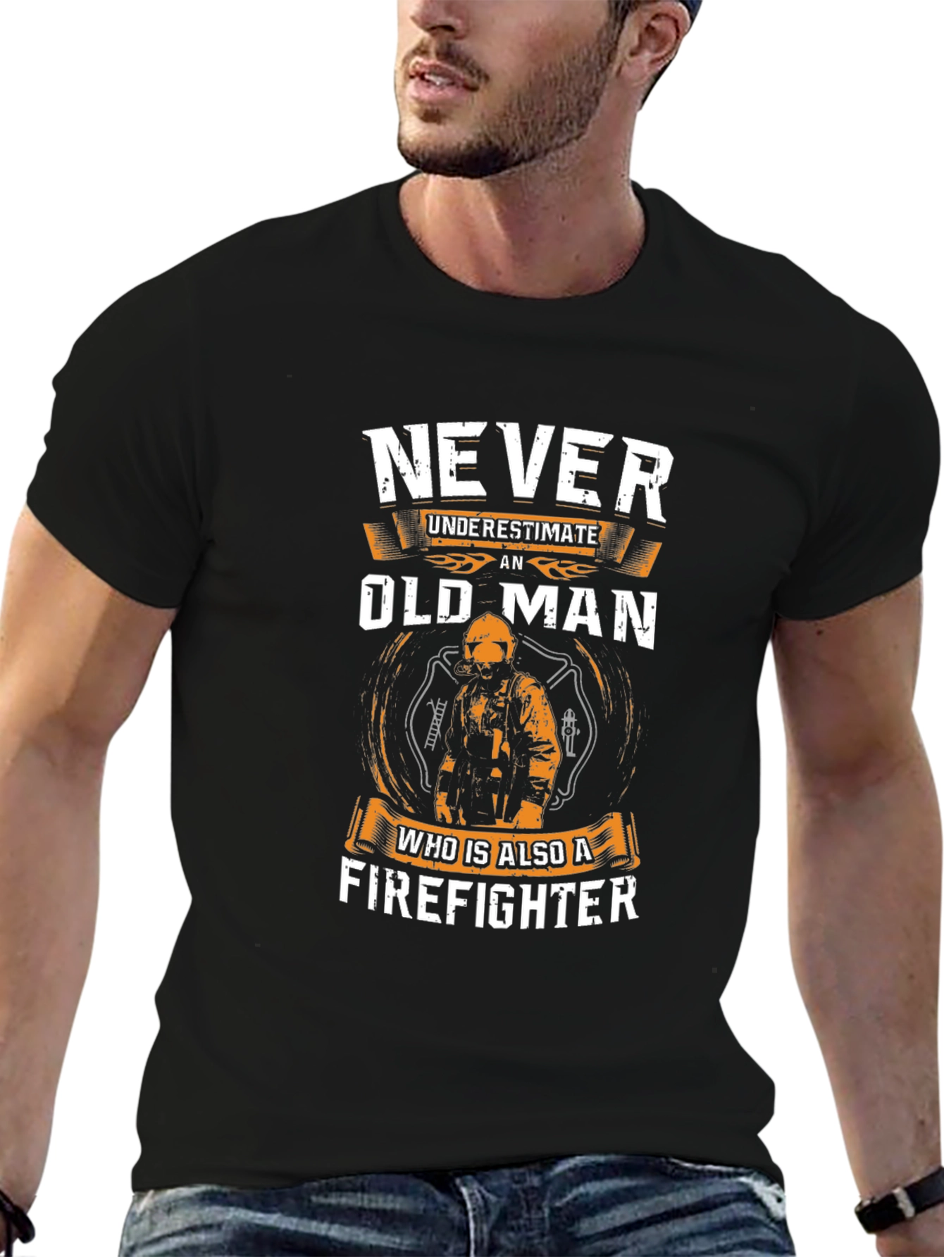 Never Underestimate an Old Man Firefighter T-Shirt