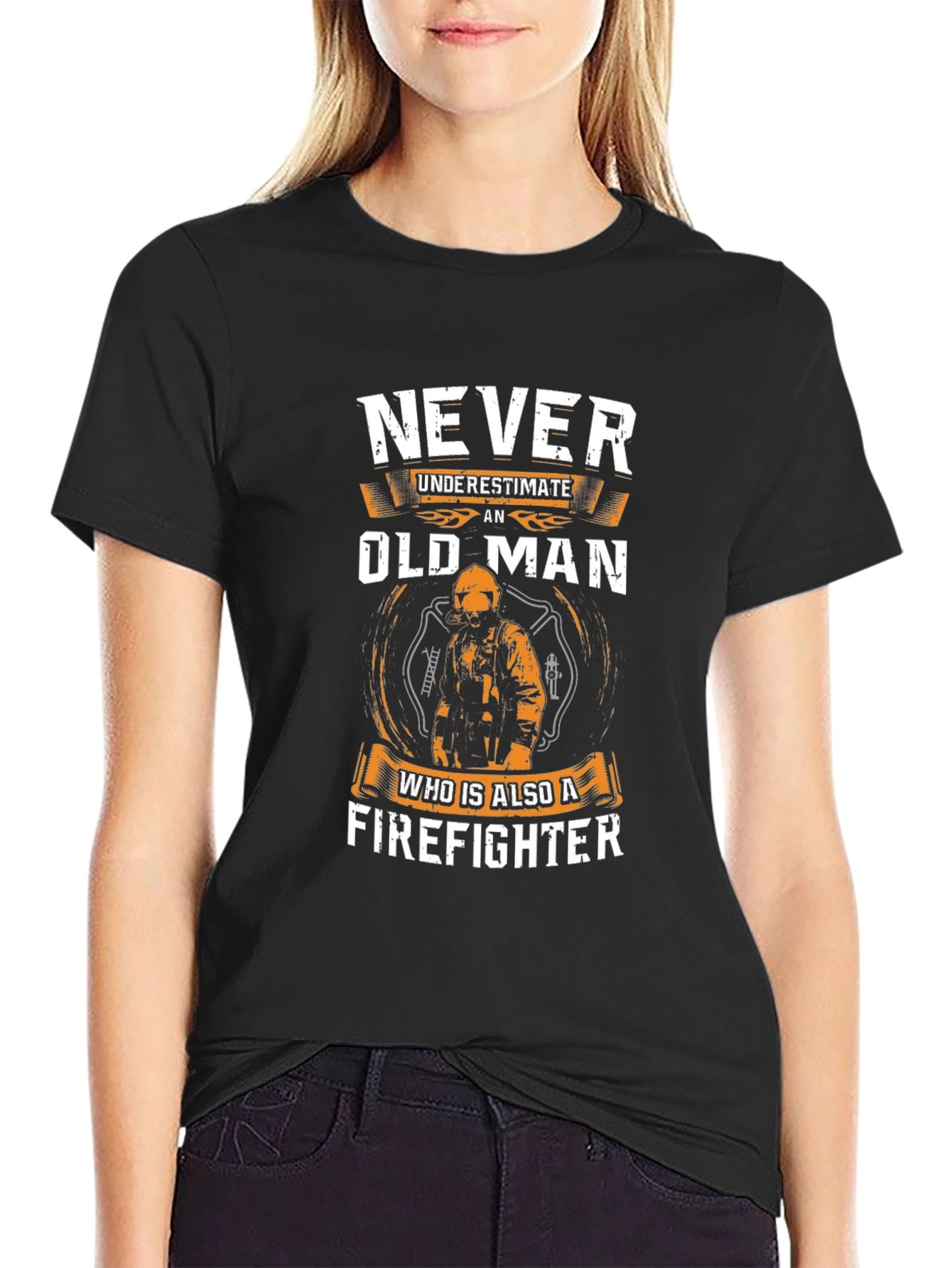 Never Underestimate an Old Man Firefighter T-Shirt