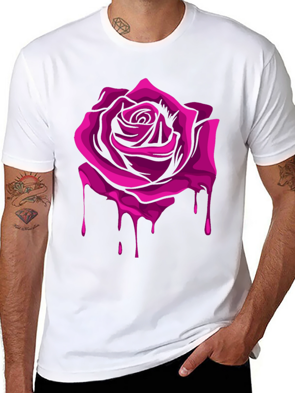 Rose Drip Graphic Tee - Modern Streetwear